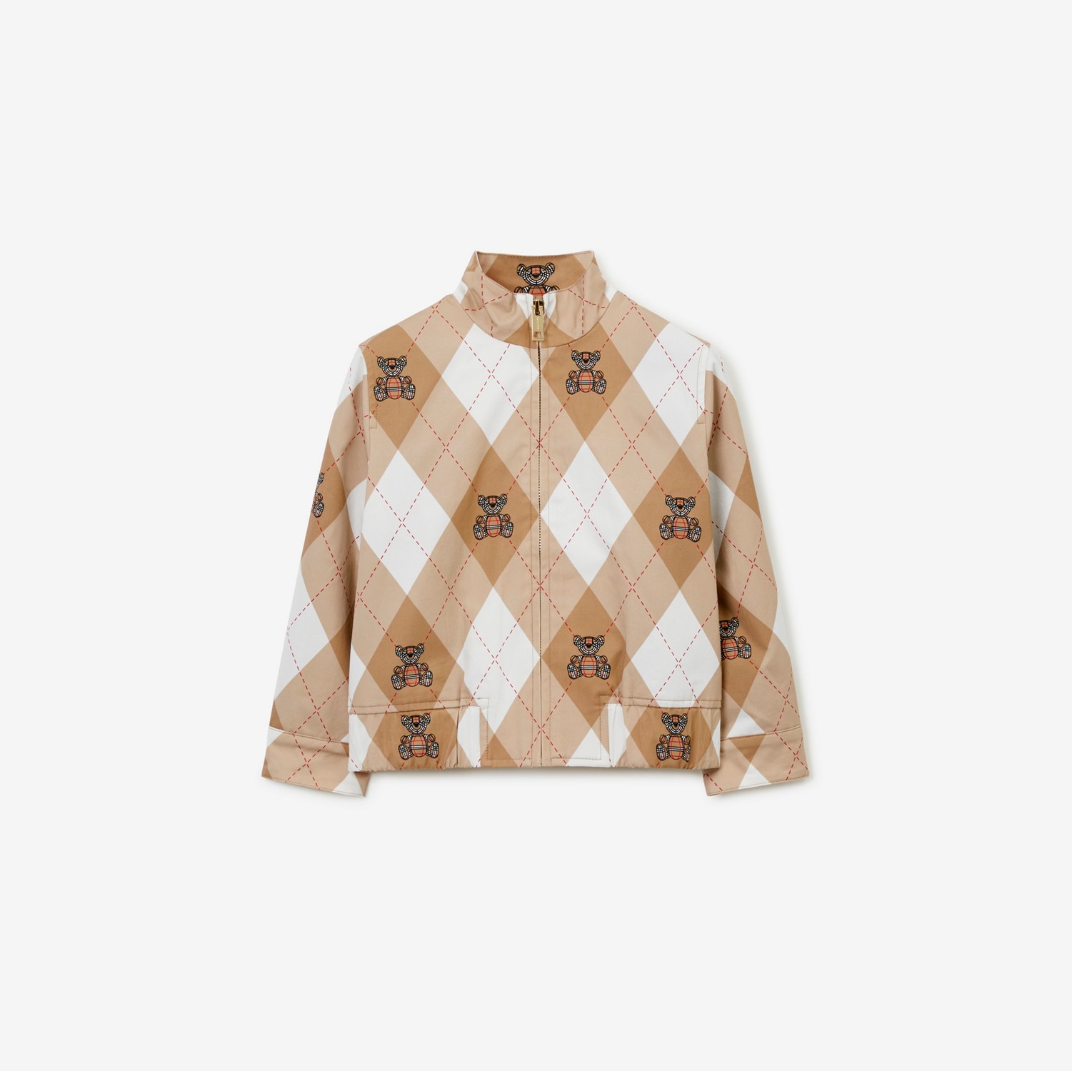 Thomas Bear Argyle Print Cotton Jacket in Soft Fawn | Burberry® Official