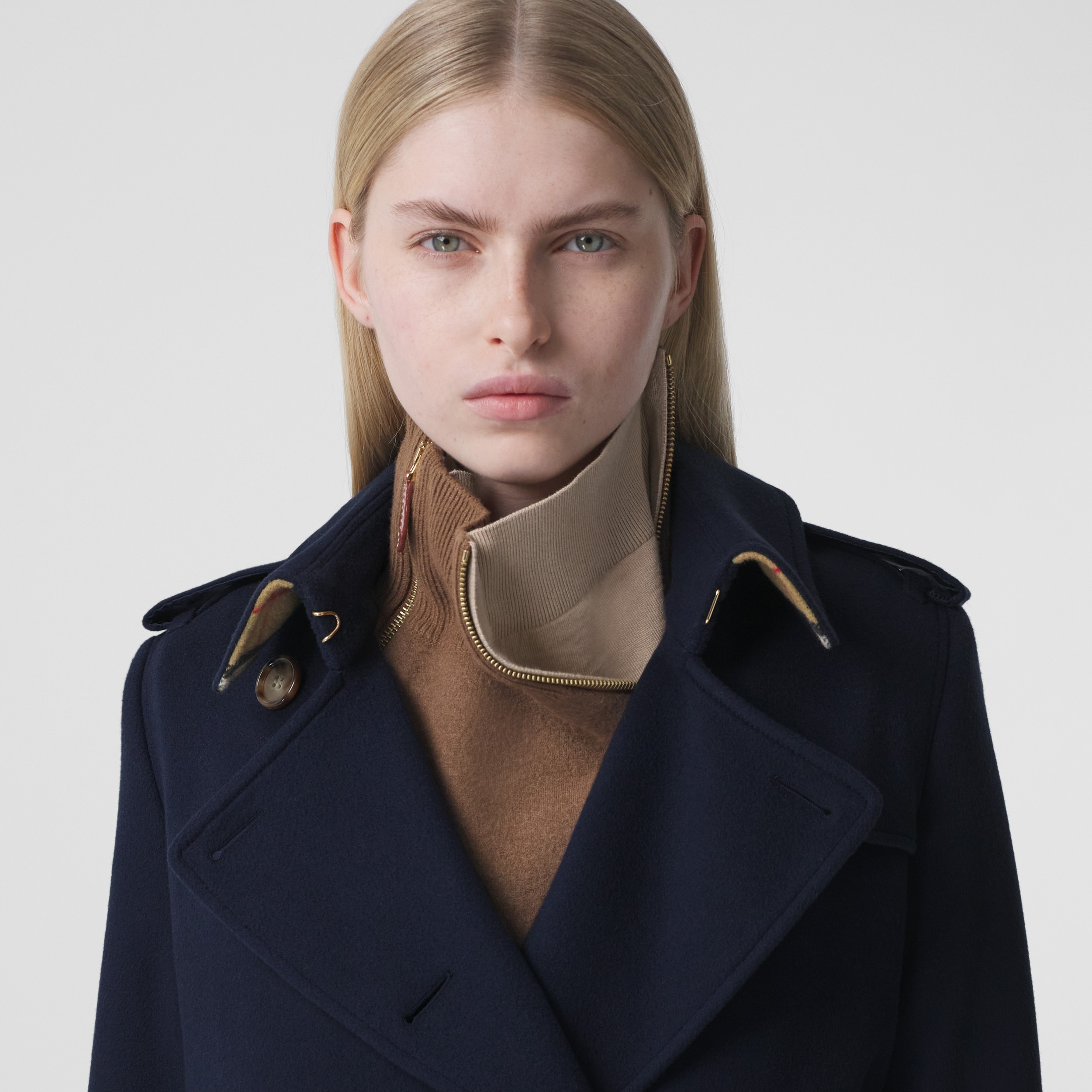 Regenerated Cashmere Trench Coat in Navy - Women | Burberry® Official - 2