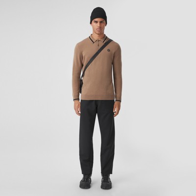 men's cashmere polo shirt long sleeve