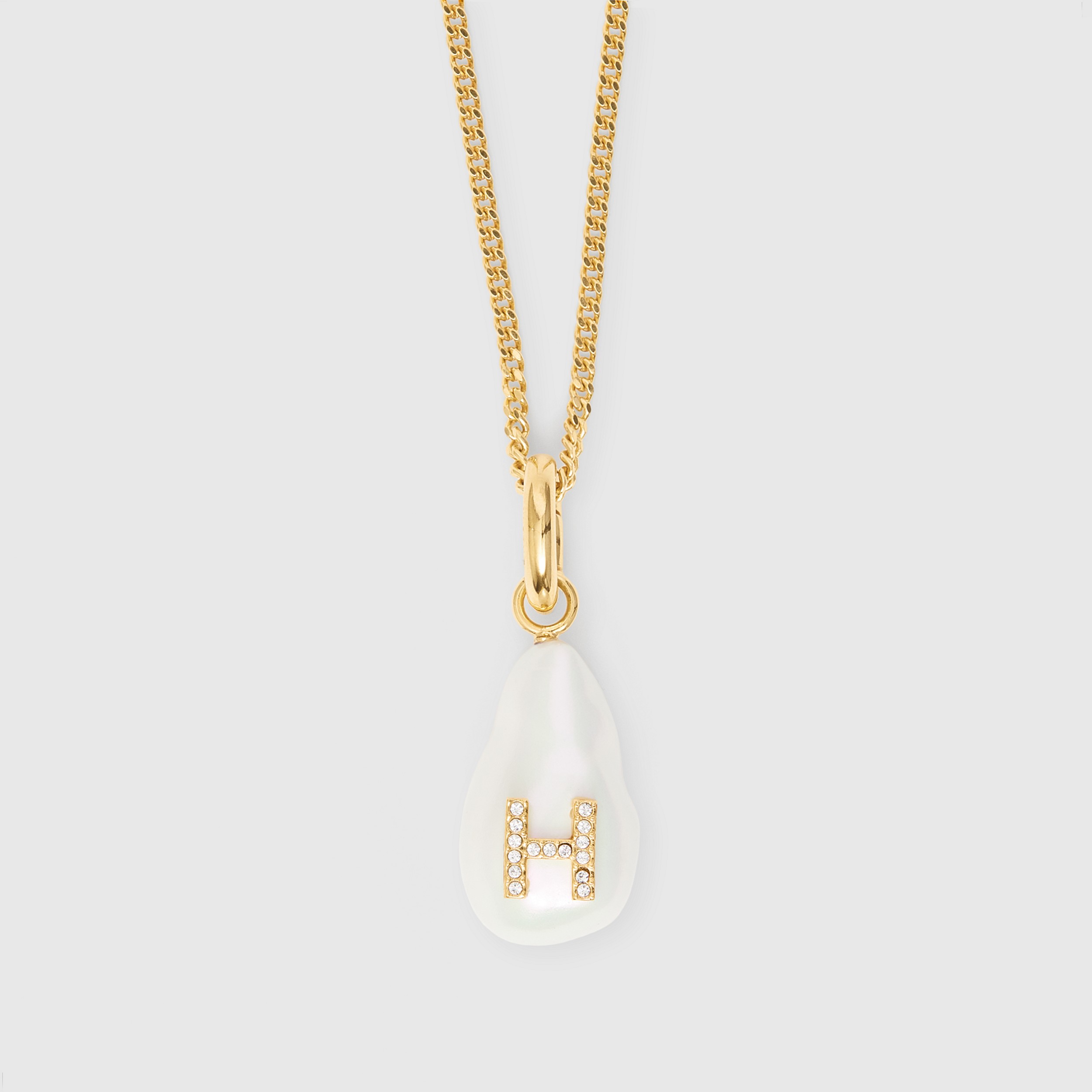‘H’ Crystal and Resin Pearl Letter Charm – Online Exclusive in Light Gold/mother-of-pearl - Women | Burberry® Official - 4