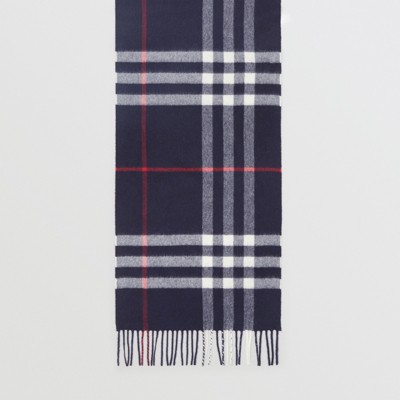 Classic Check Cashmere Scarf in Navy 