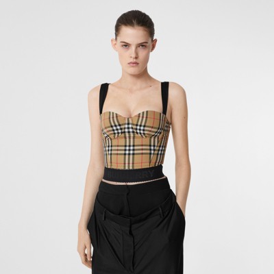 Vintage Check Stretch Jersey Corset Top 