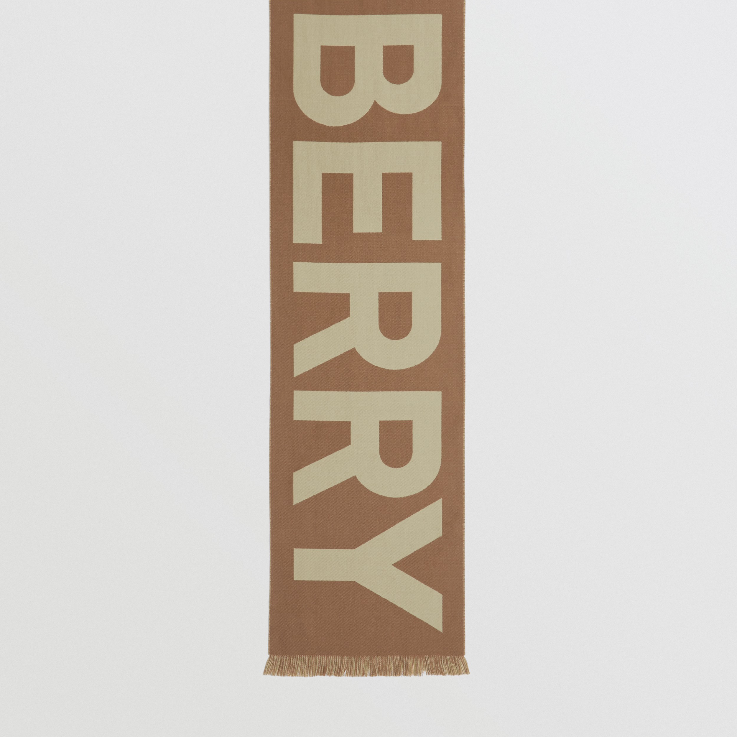 Logo Wool Jacquard Scarf in Birch Brown | Burberry® Official - 4