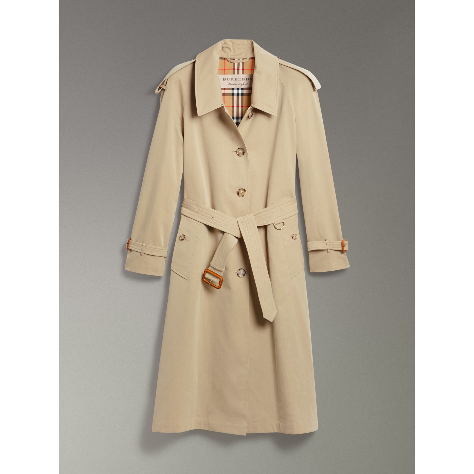 Sideslit Tropical Gabardine Trench Coat in Oatmeal Women Burberry