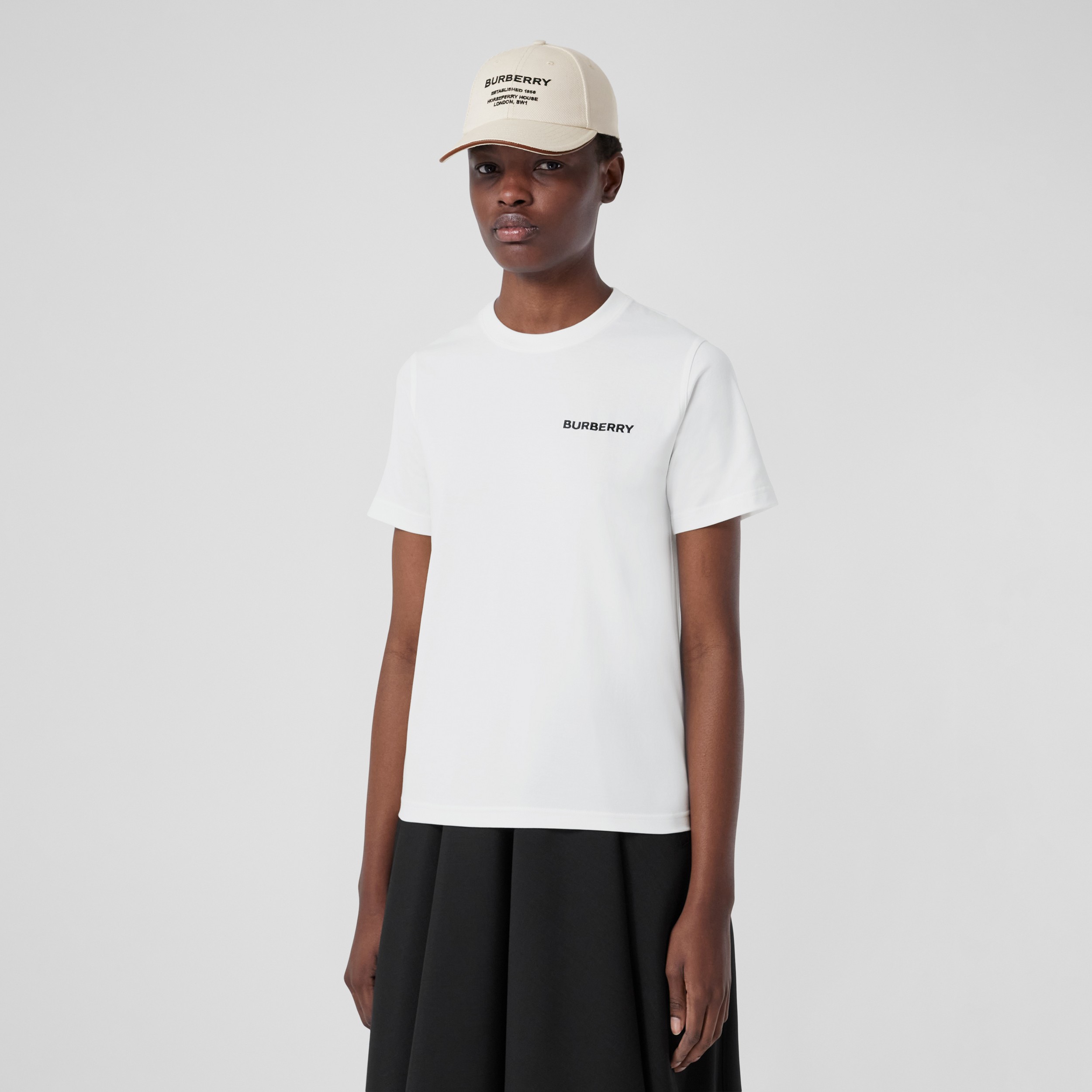 T-shirt en coton Monogram (Blanc) - Femme | Site officiel Burberry® - 4