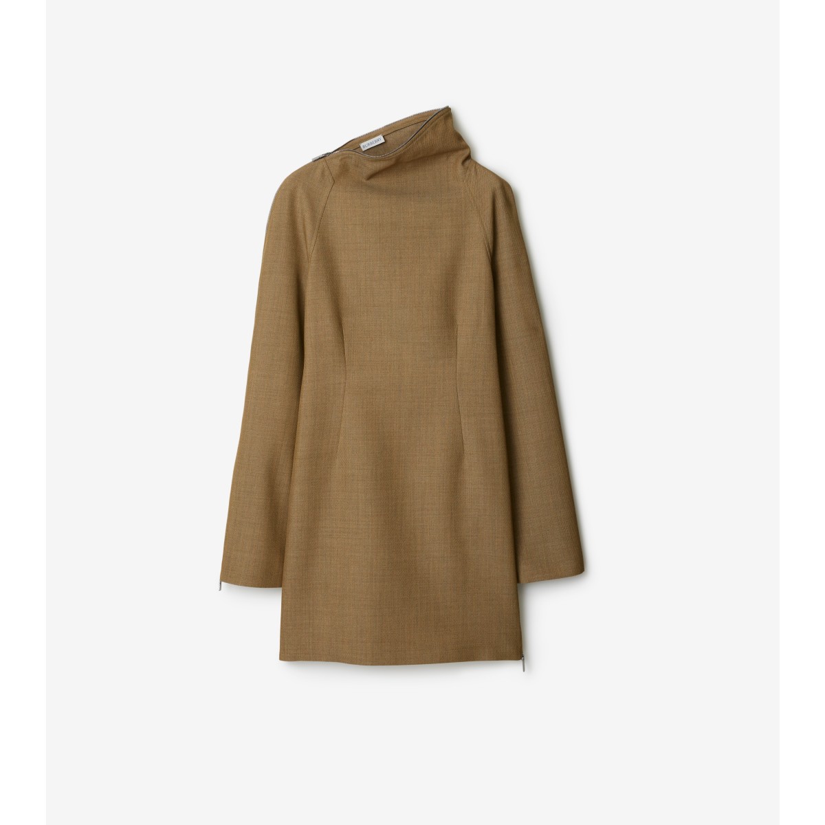 Shop Burberry Wool Dress In Beige/honey