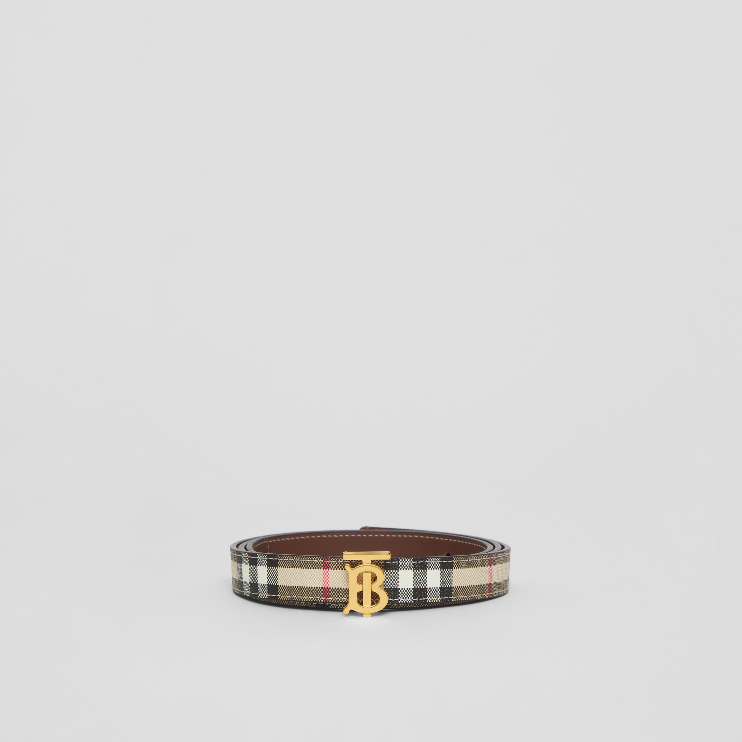 Reversible Vintage Check and Leather Belt in Archive Beige/tan/gold - Women | Burberry® Official - 4