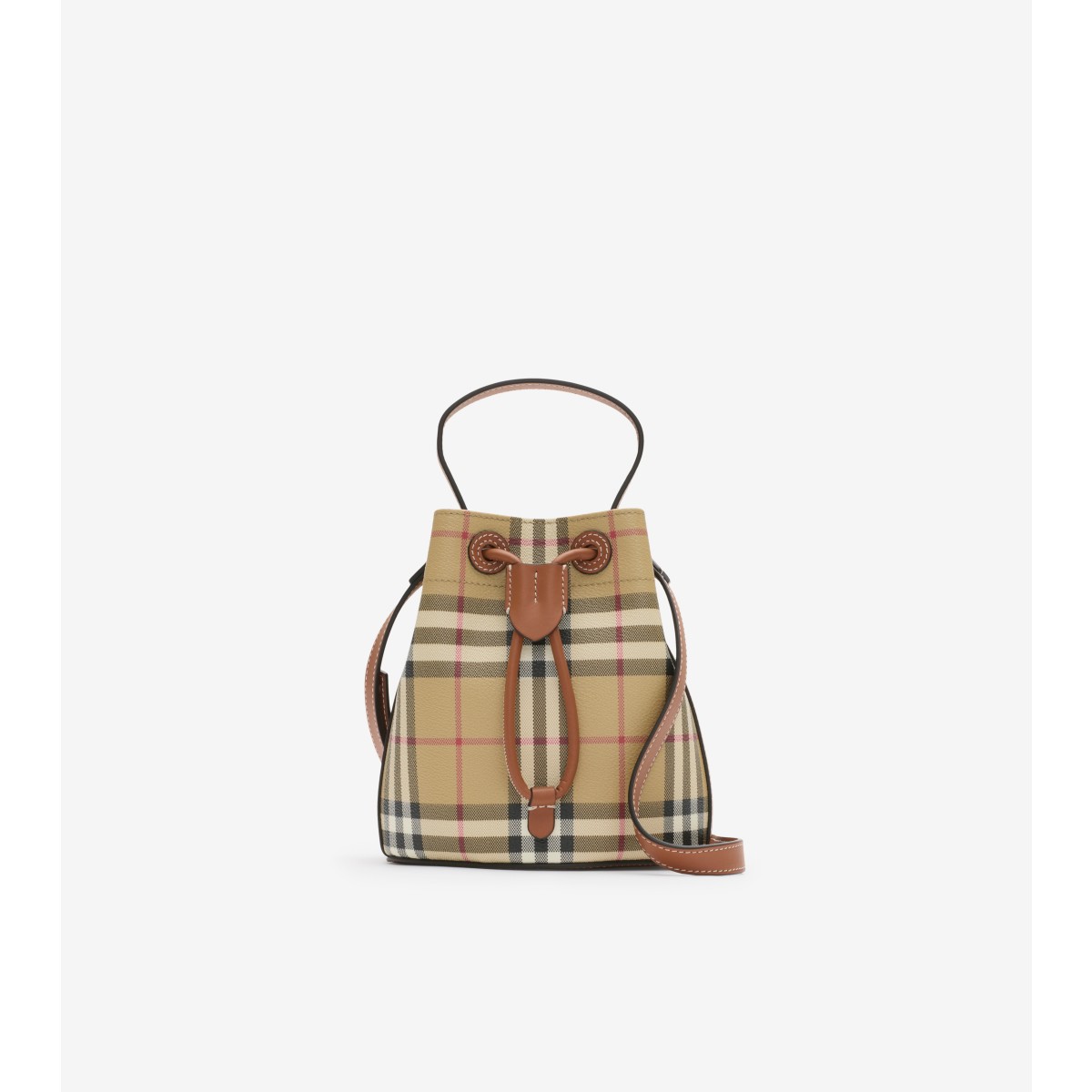 Burberry Mini Drawstring Bucket Handbag In Neutral