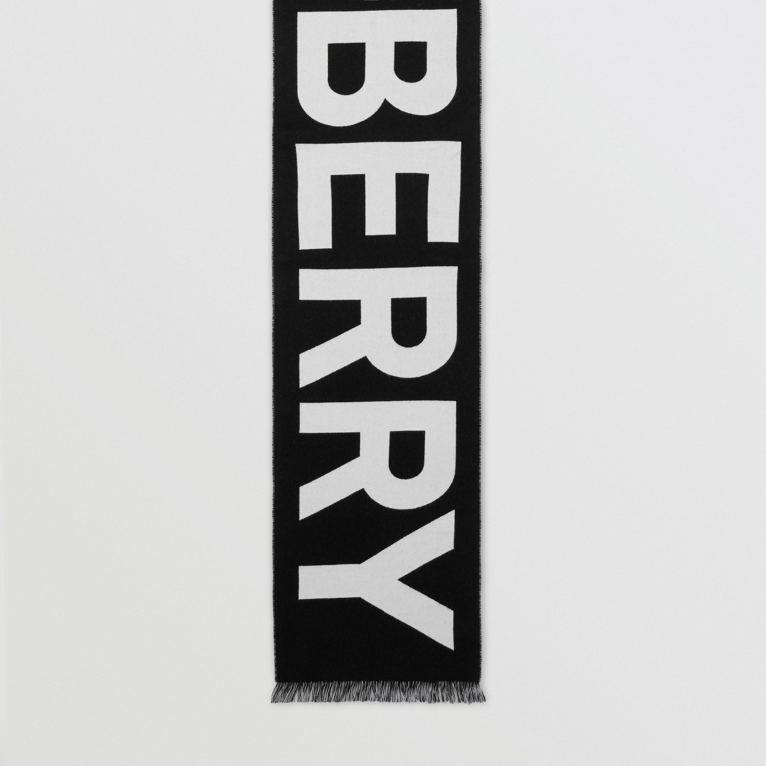 Logo Wool Jacquard Scarf in Black | Burberry® Official - 3