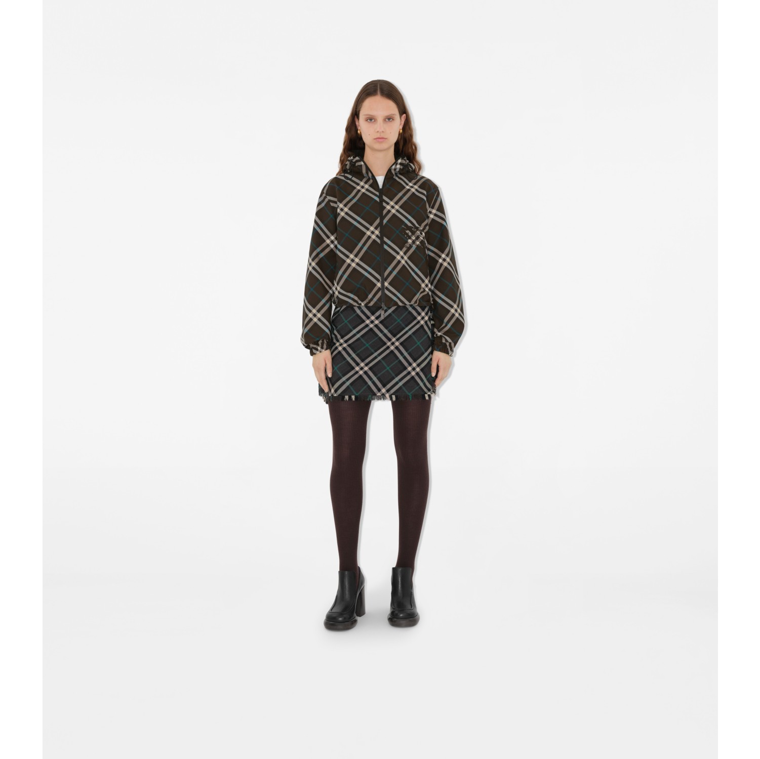 Wendbare Cropped-Jacke in Check