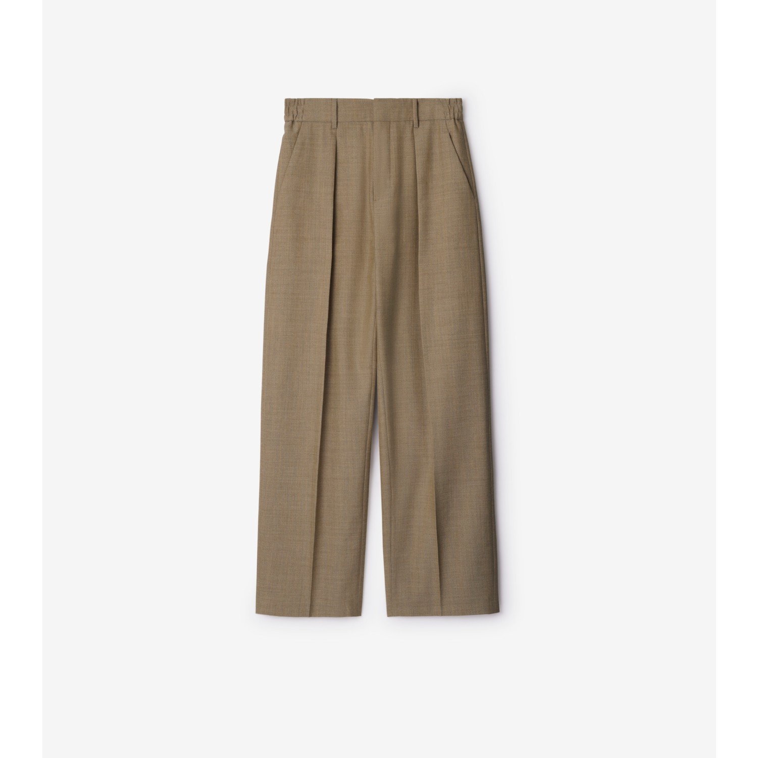 Herringbone Wool Tailored Trousers in Beige honey Men Burberry Official