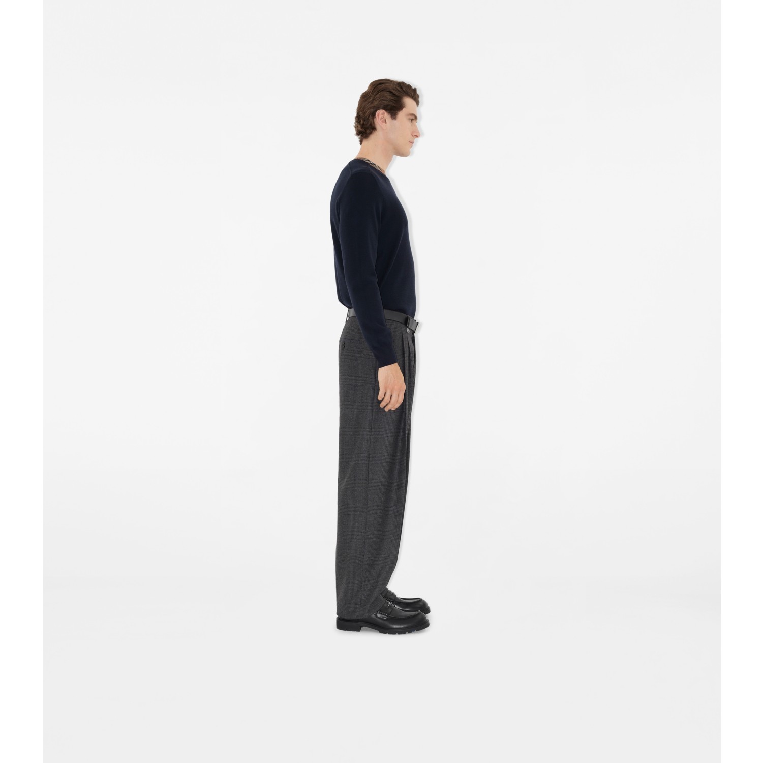 Check Trim Wool Sweater