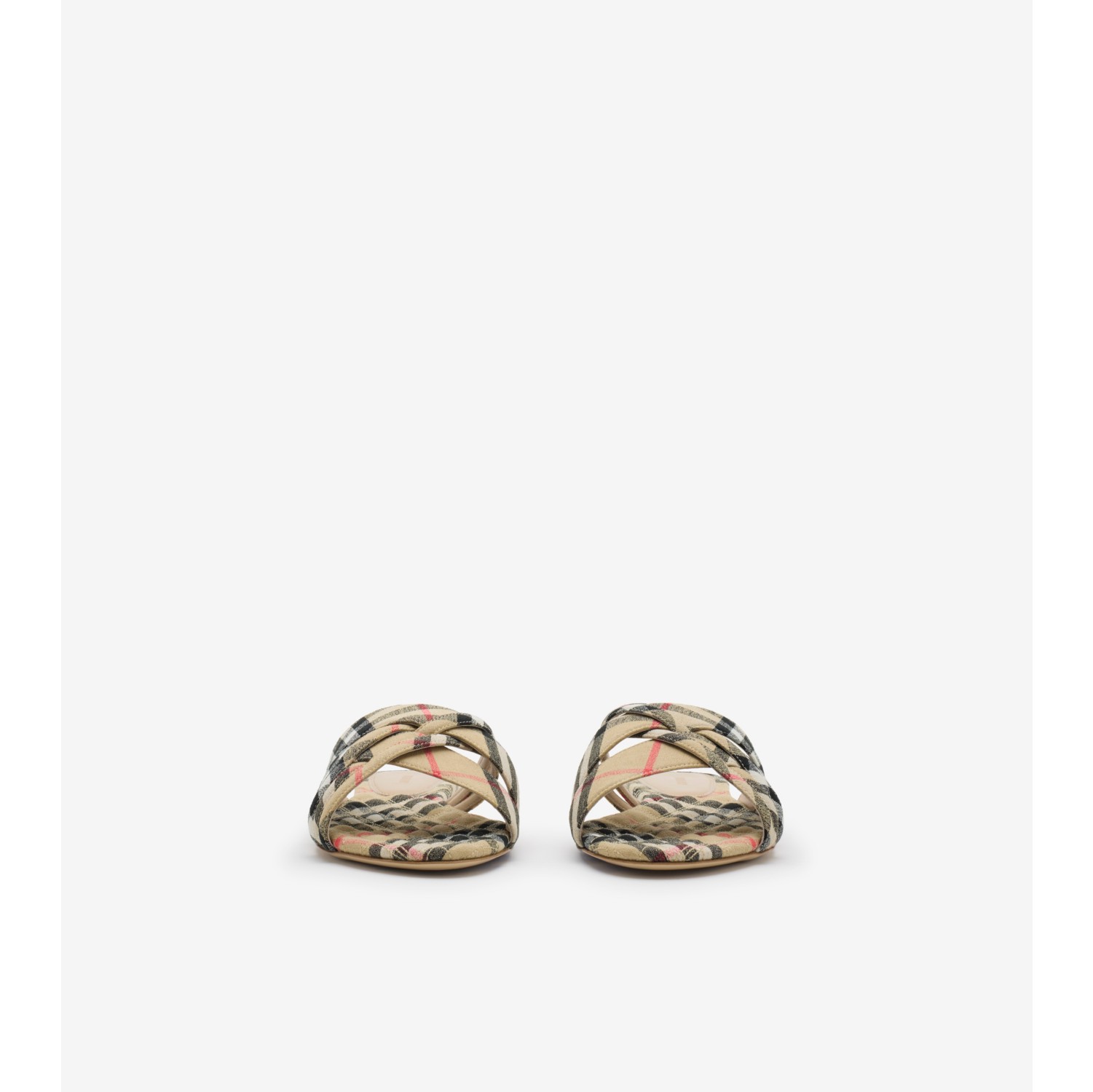 Check Linen Blend Cabana Sandals​