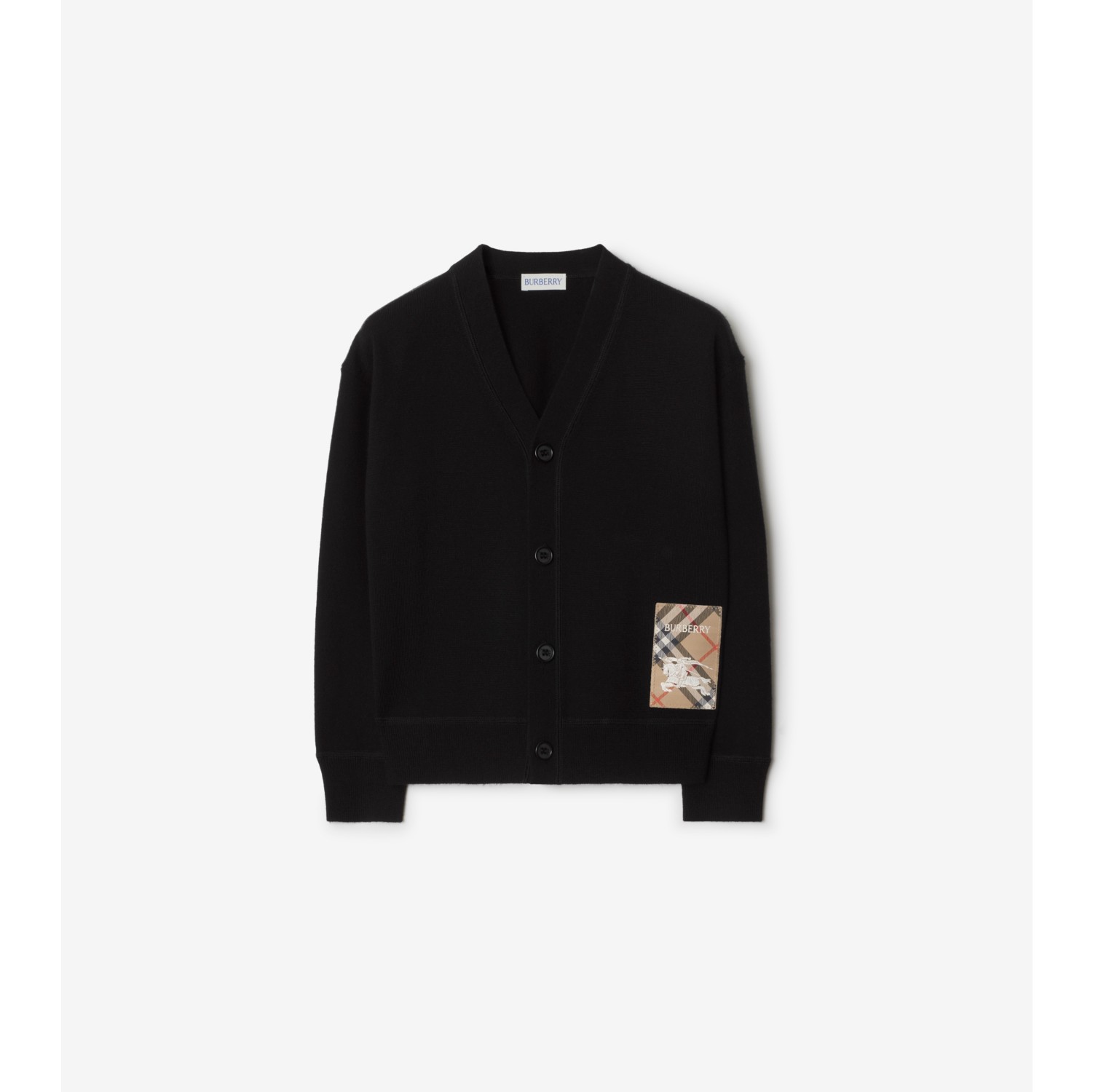 Check Label Wool Cardigan