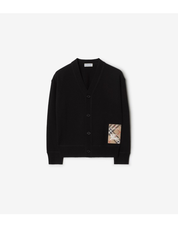 Check Label Wool Cardigan