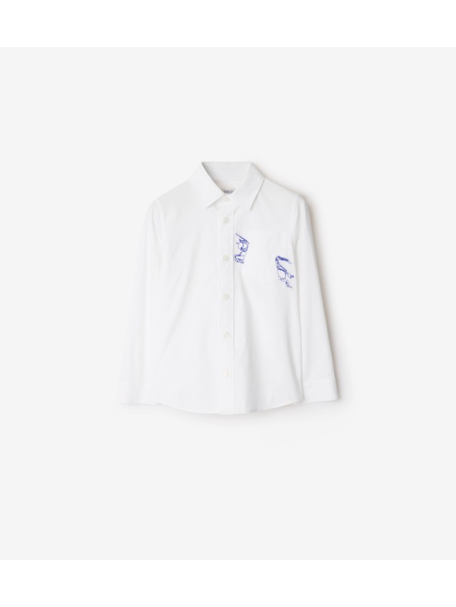 Check cotton-blend shirt in beige - Burberry Kids | Mytheresa