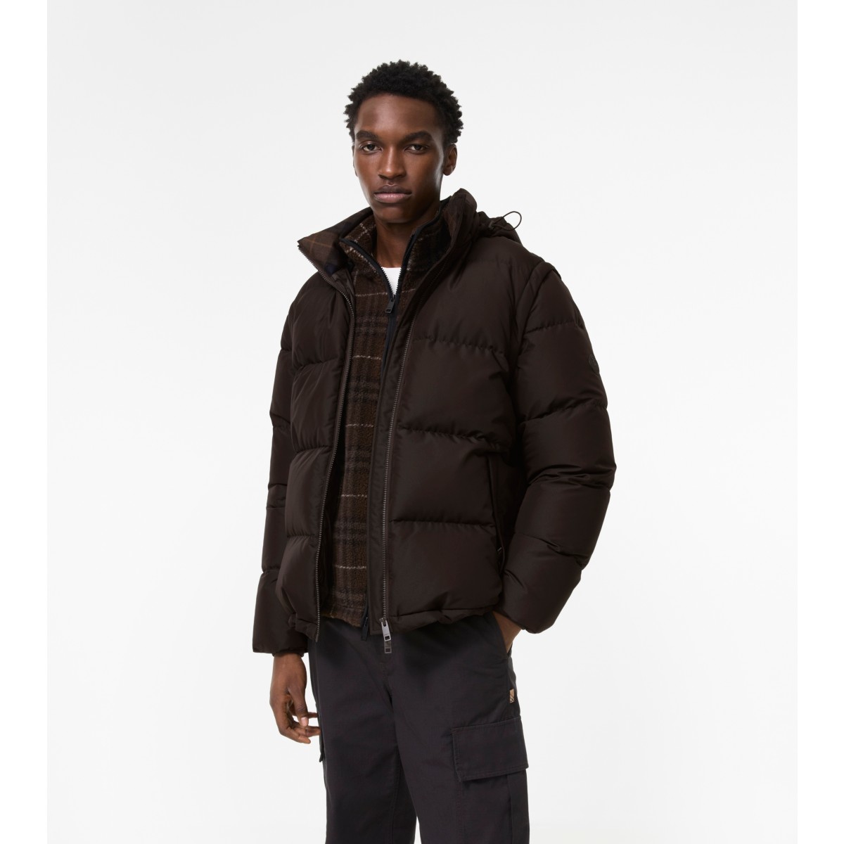  Check Detachable Sleeve Bideford Puffer Jacket