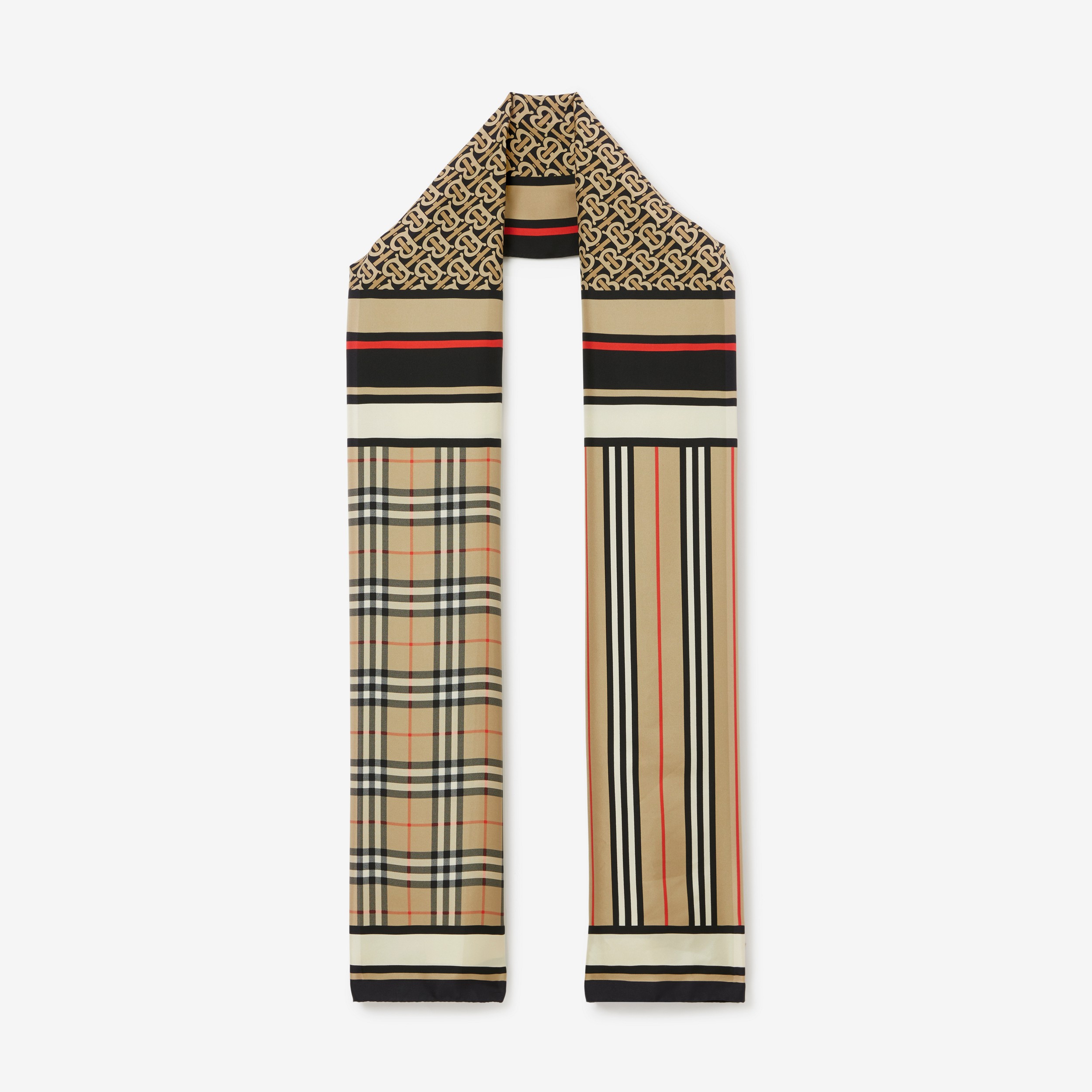 Pañuelo en seda con collage (Beige Vintage) | Burberry® oficial - 1