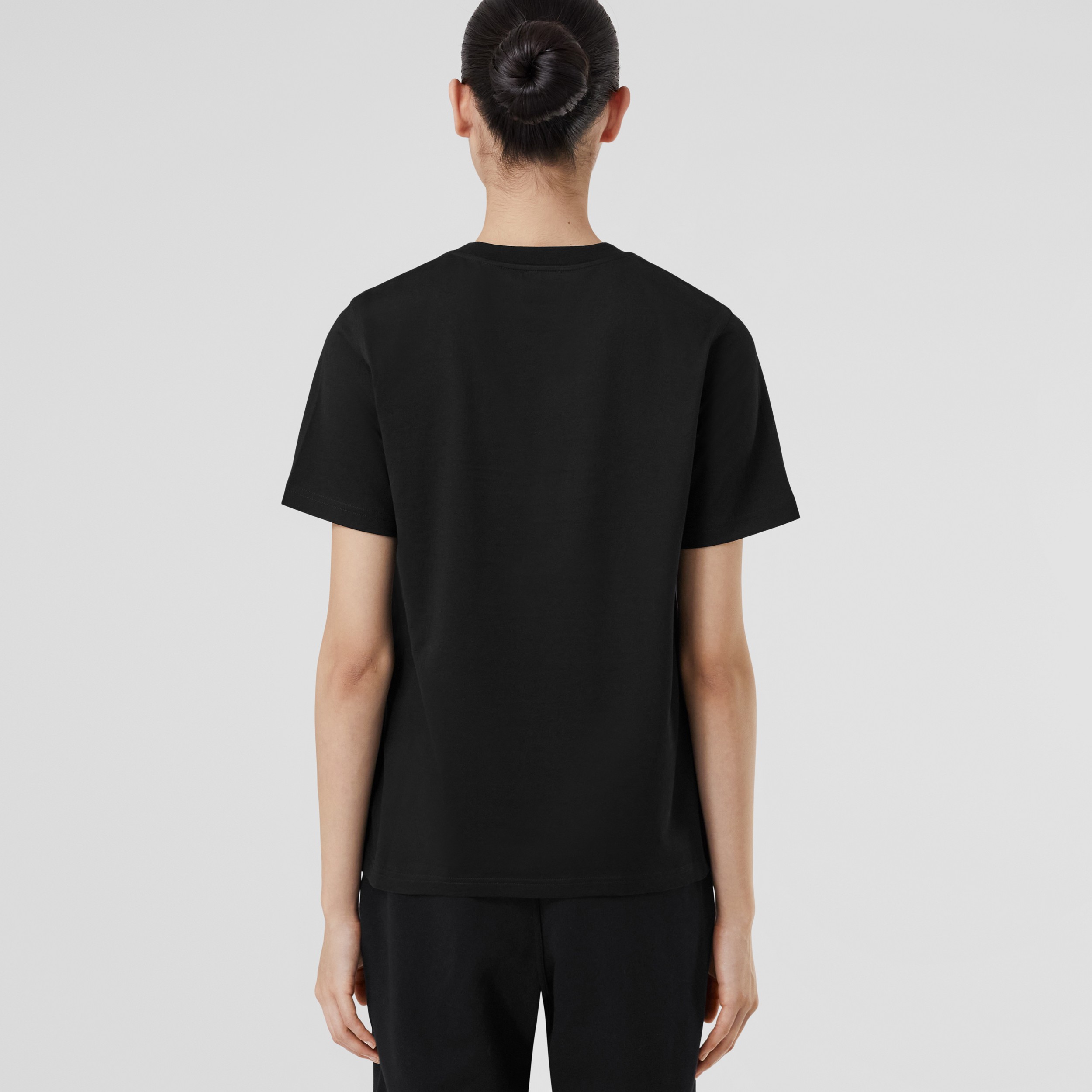 Rabbit Print Cotton T-shirt in Black - Women | Burberry® Official - 3