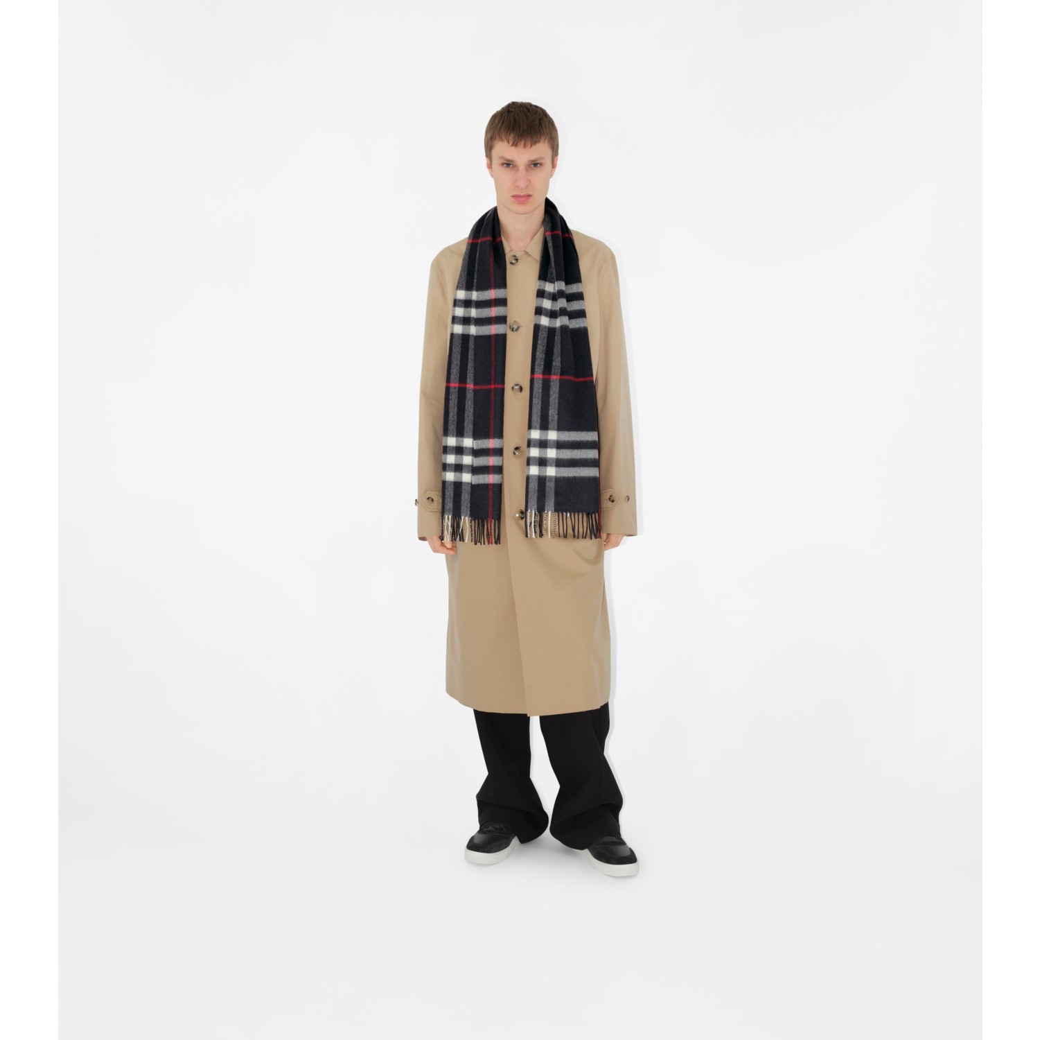 チェック カシミアスカーフ (ネイビー) | Burberry®公式サイト