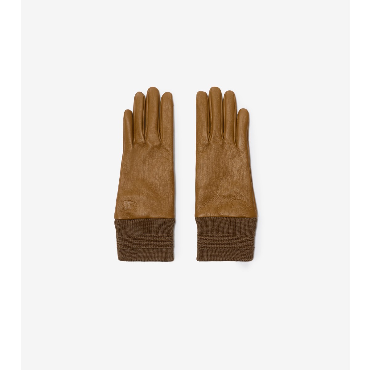 Shop Burberry Leather Gloves In Hazel