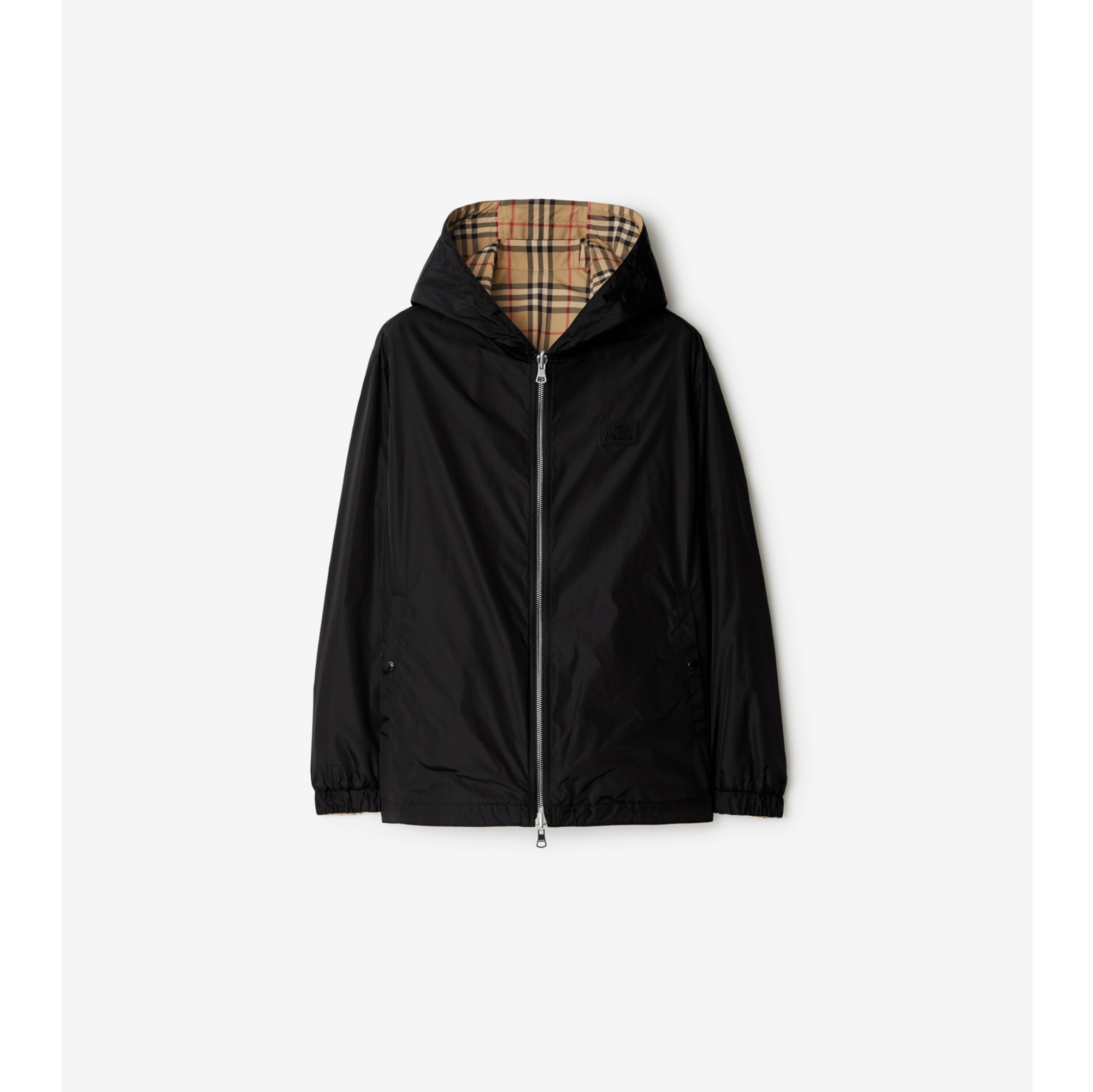 Reversible Check Hooded Jacket in Archive beige - Men, Nylon