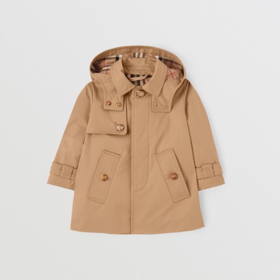 Detachable Hood Check-lined Cotton Twill Car Coat