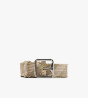 Check B Buckle Belt in Flax Women Burberry Official