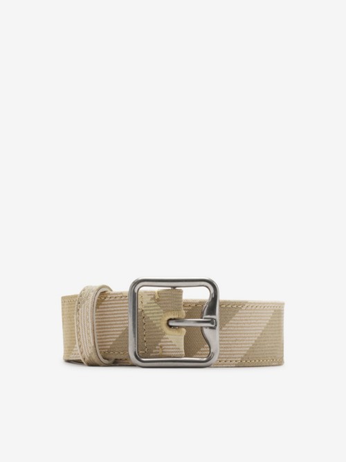 Burberry Check B Buckle Belt In Neutral