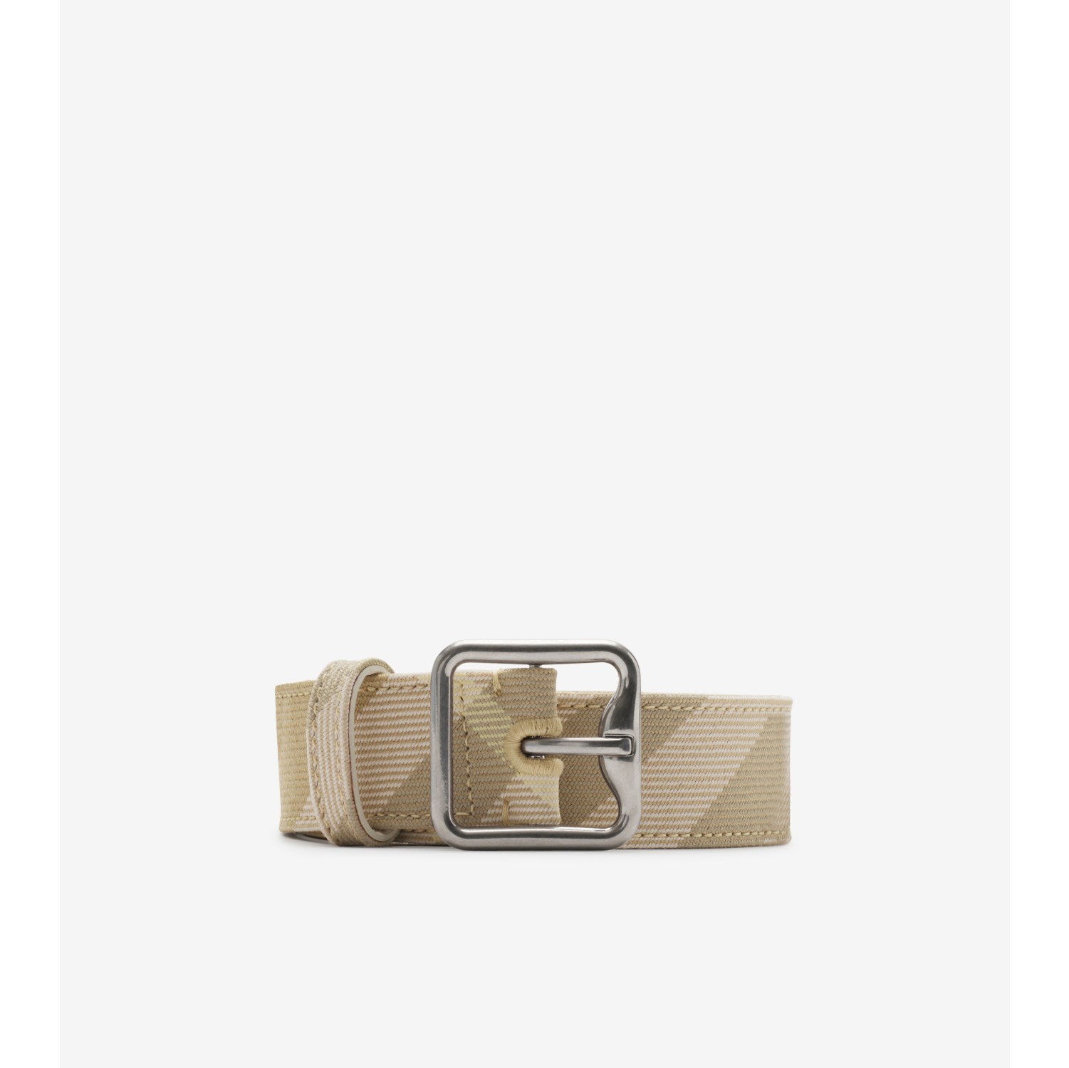 Check B Buckle Belt in Flax Women Burberry Official