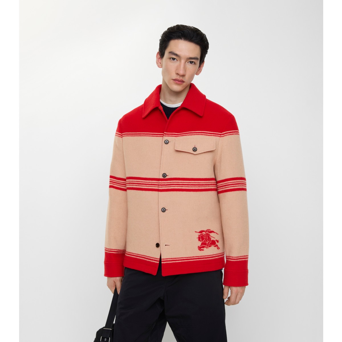  Stripe d Wool Nylon Jacket