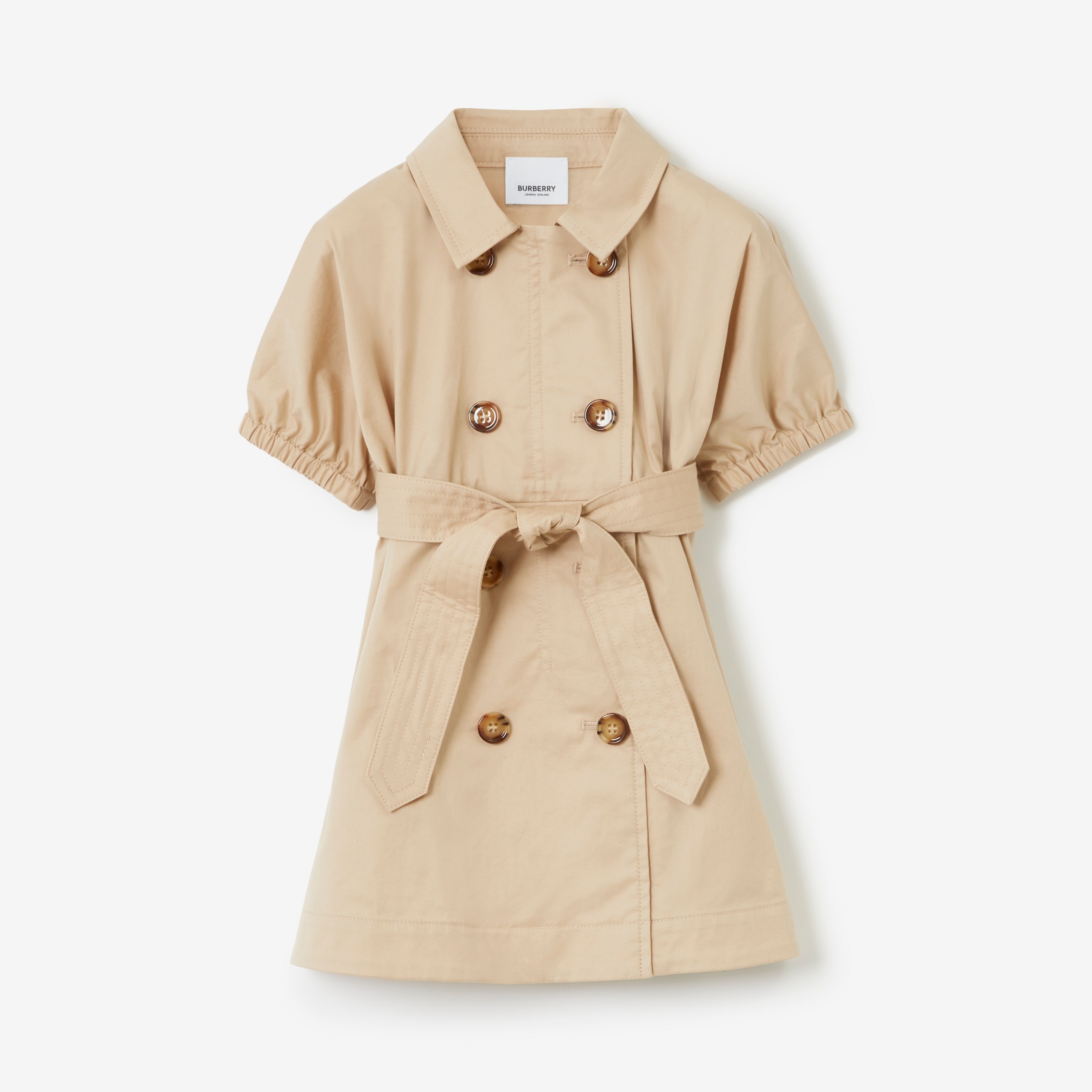 Vestido de estilo trench coat en algodón elástico (Rosa Beige Suave) - Niños | Burberry® oficial - 1