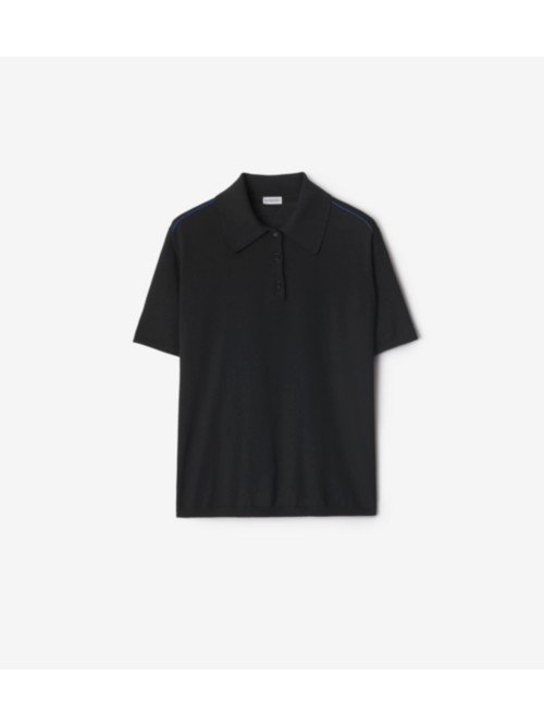 Shop Burberry Wool Polo Shirt In Black