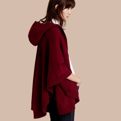 burberry wool cashmere blend hooded poncho