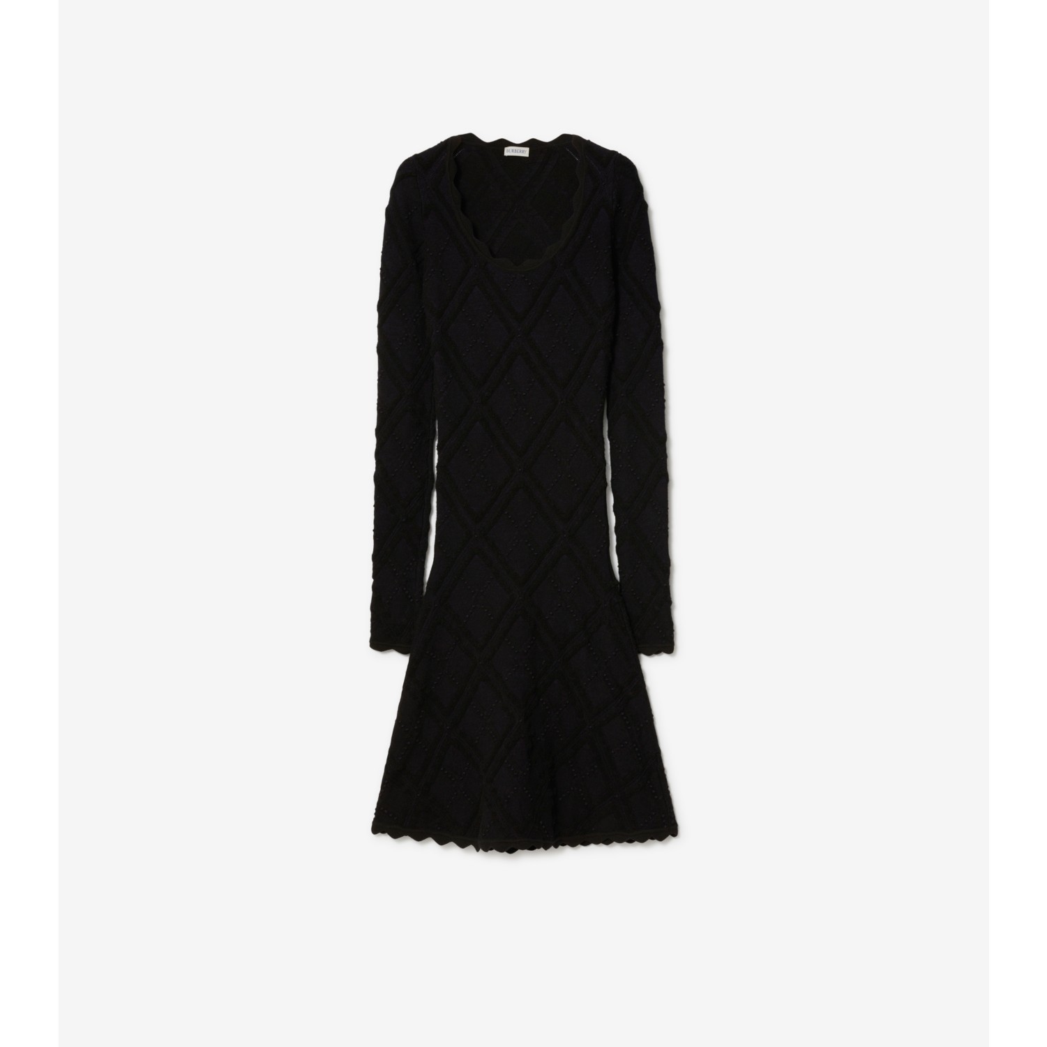 Aran Wool Blend Dress in Black - Women | Burberry® Official