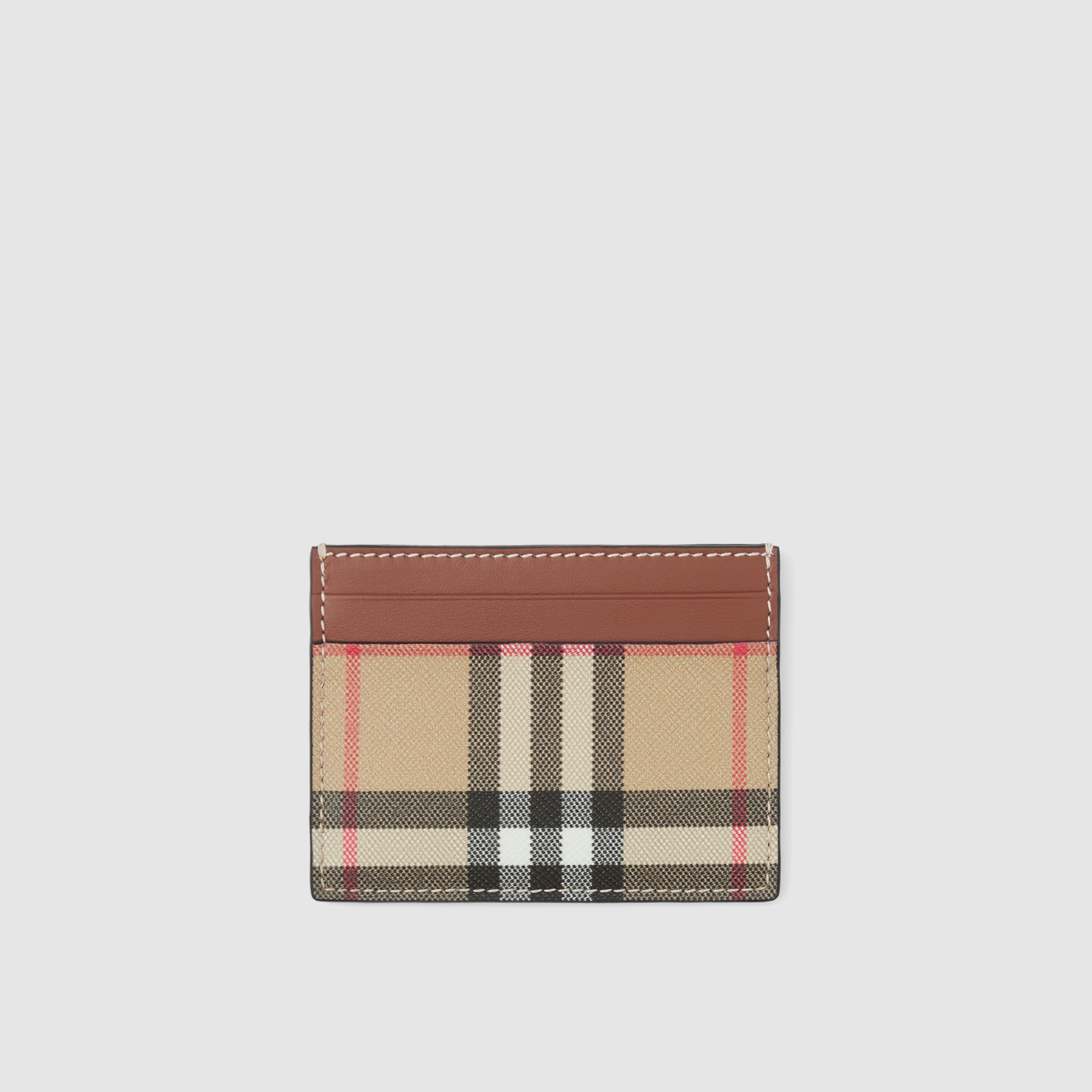 Vintage Check E-canvas and Leather Card Case in Tan - Women | Burberry® Official - 1