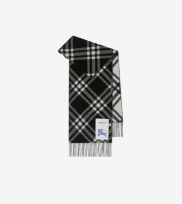 Check Cashmere Scarf in Black | Burberry® Official