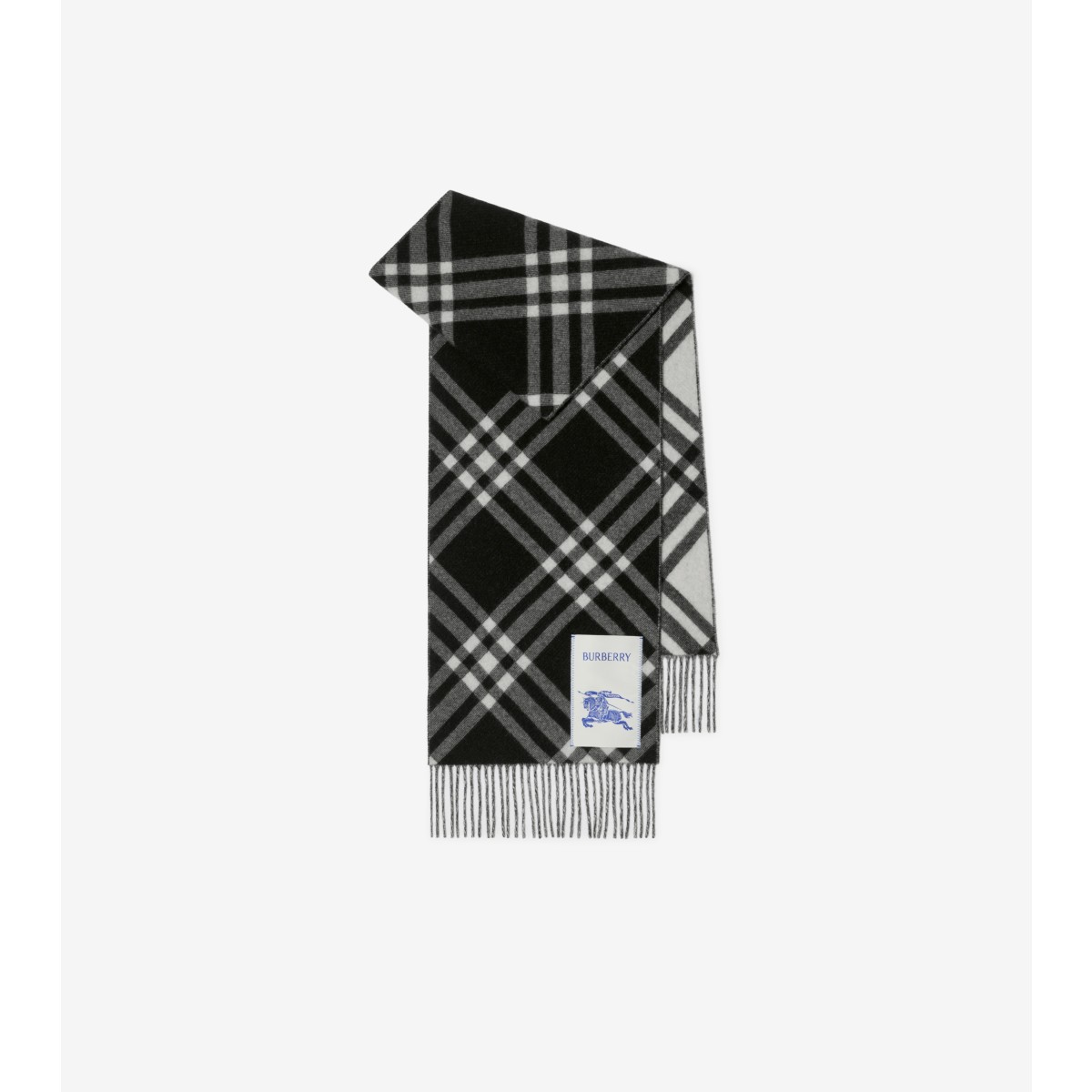 Burberry Check Cashmere Scarf In Black