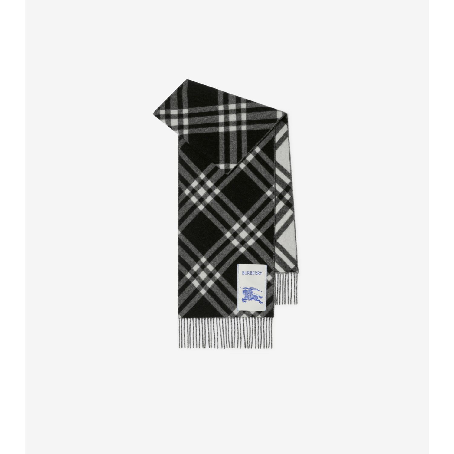 Check Cashmere Scarf in Black Burberry Official