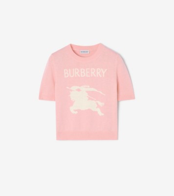 Knight Cotton Wool Top in Peony pink | Burberry® Official