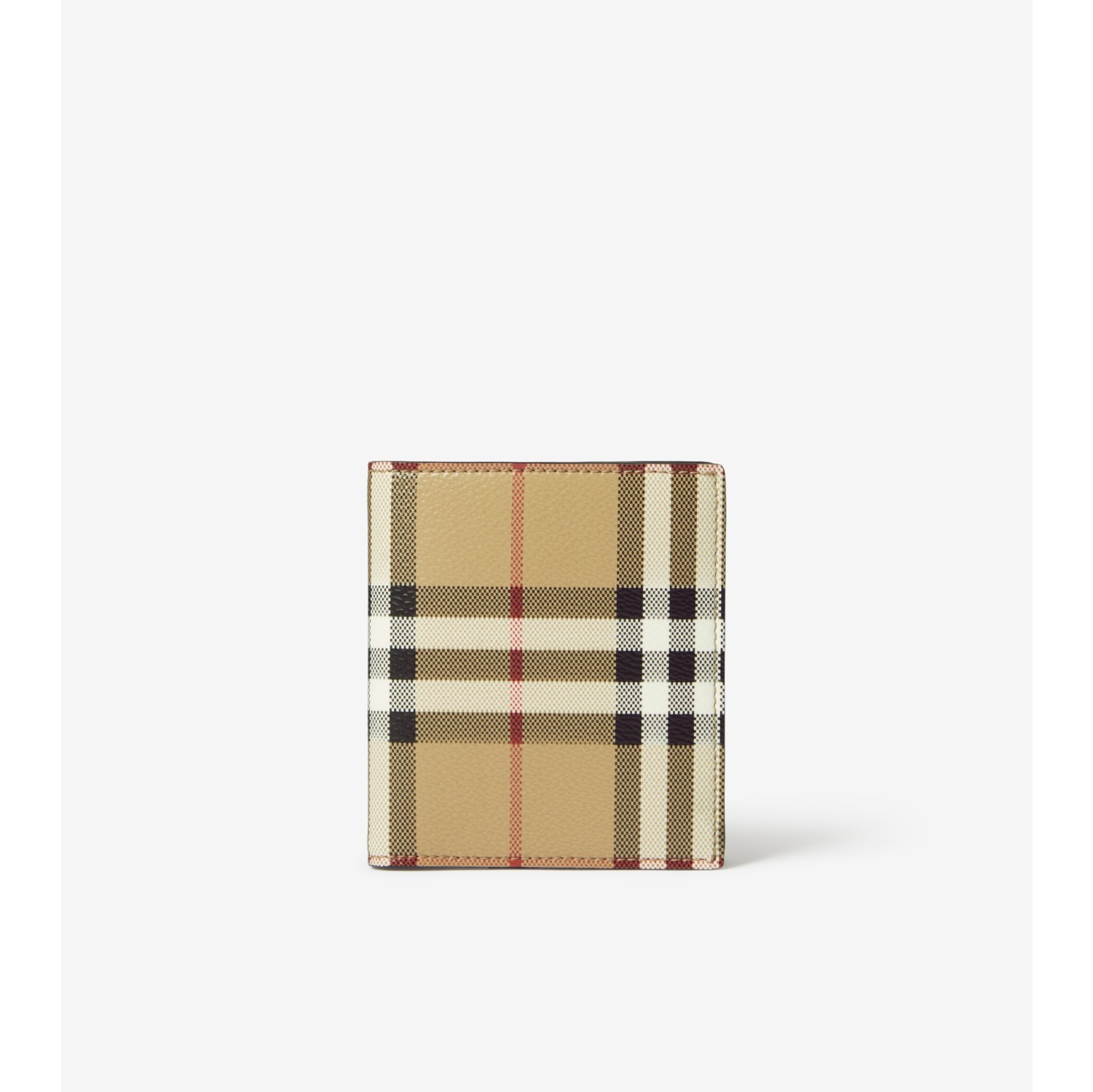 BURBERRY: Continental wallet in check canvas and leather - Beige