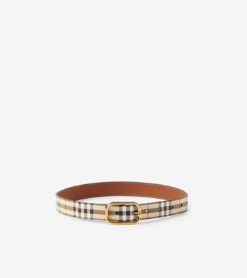 Burberry Charles Horseferry Check Belt In Tan