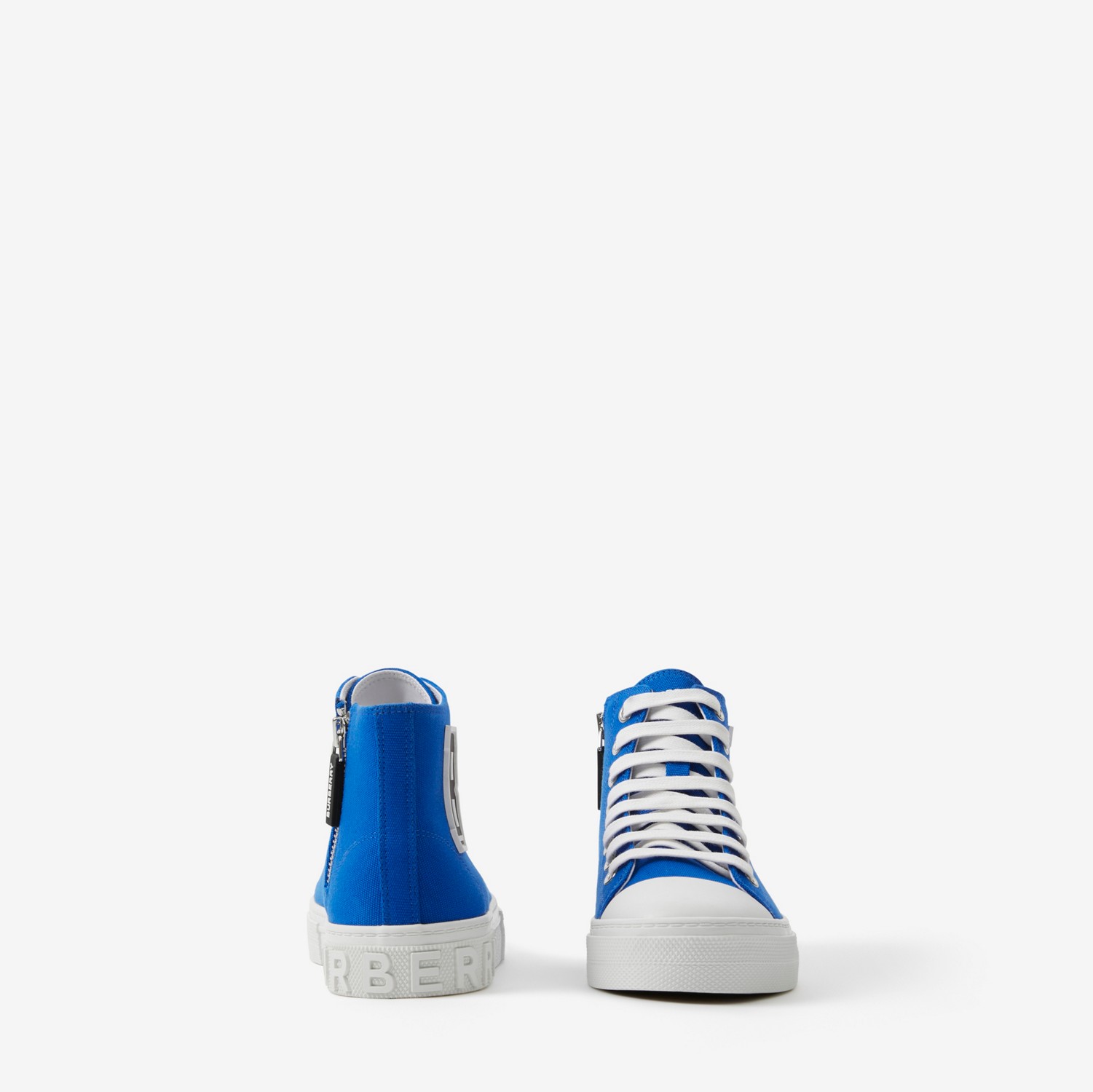 Sneakers montantes en coton avec lettre (Bleu Toile) - Enfant | Site officiel Burberry®