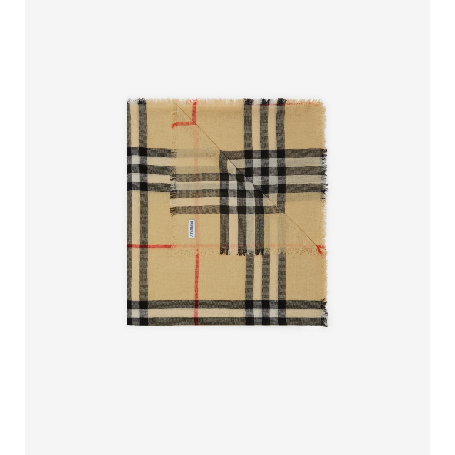 Check Wool Scarf in Sand | Burberry® Official