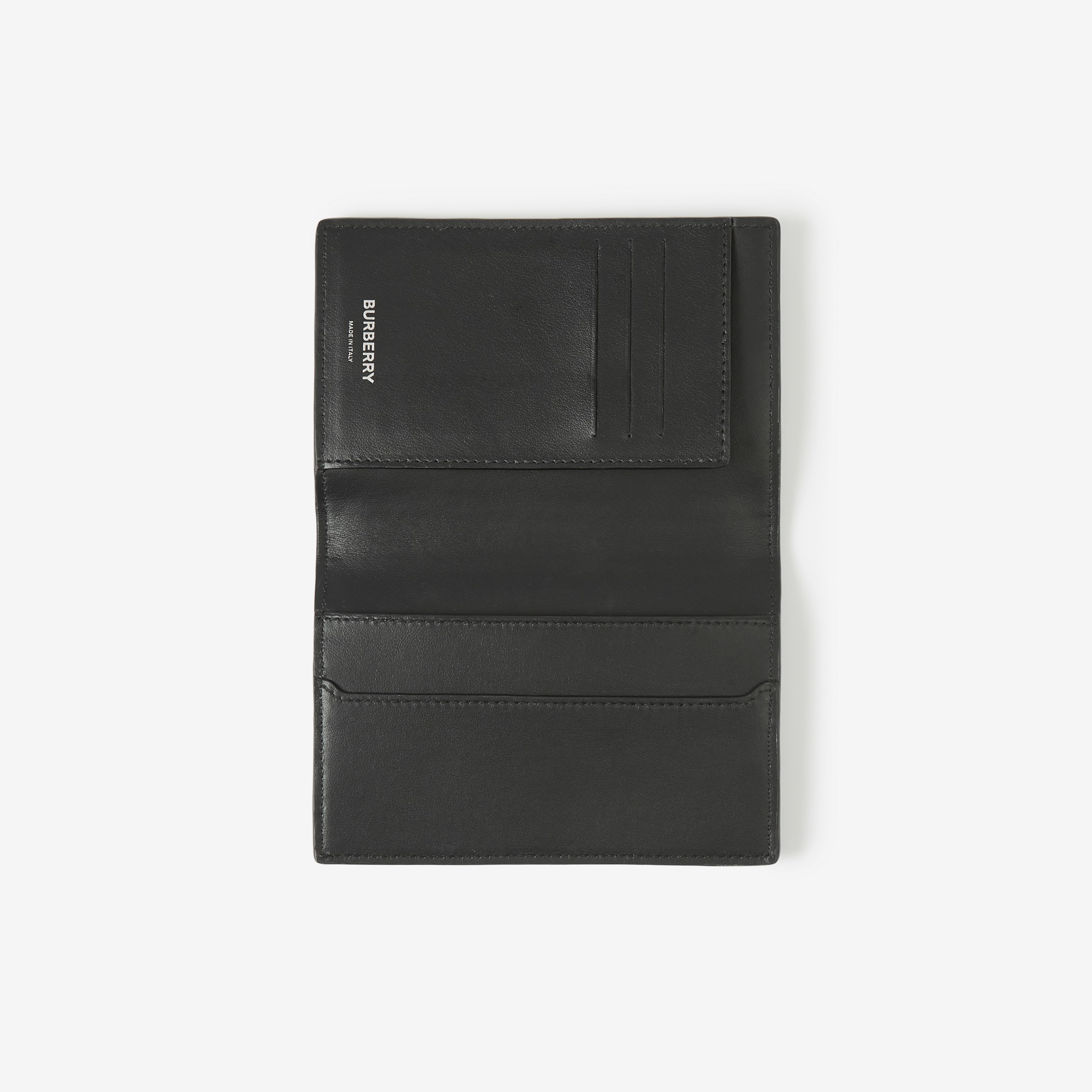 Embossed Check Leather Passport Holder in Black - Men | Burberry® Official - 4