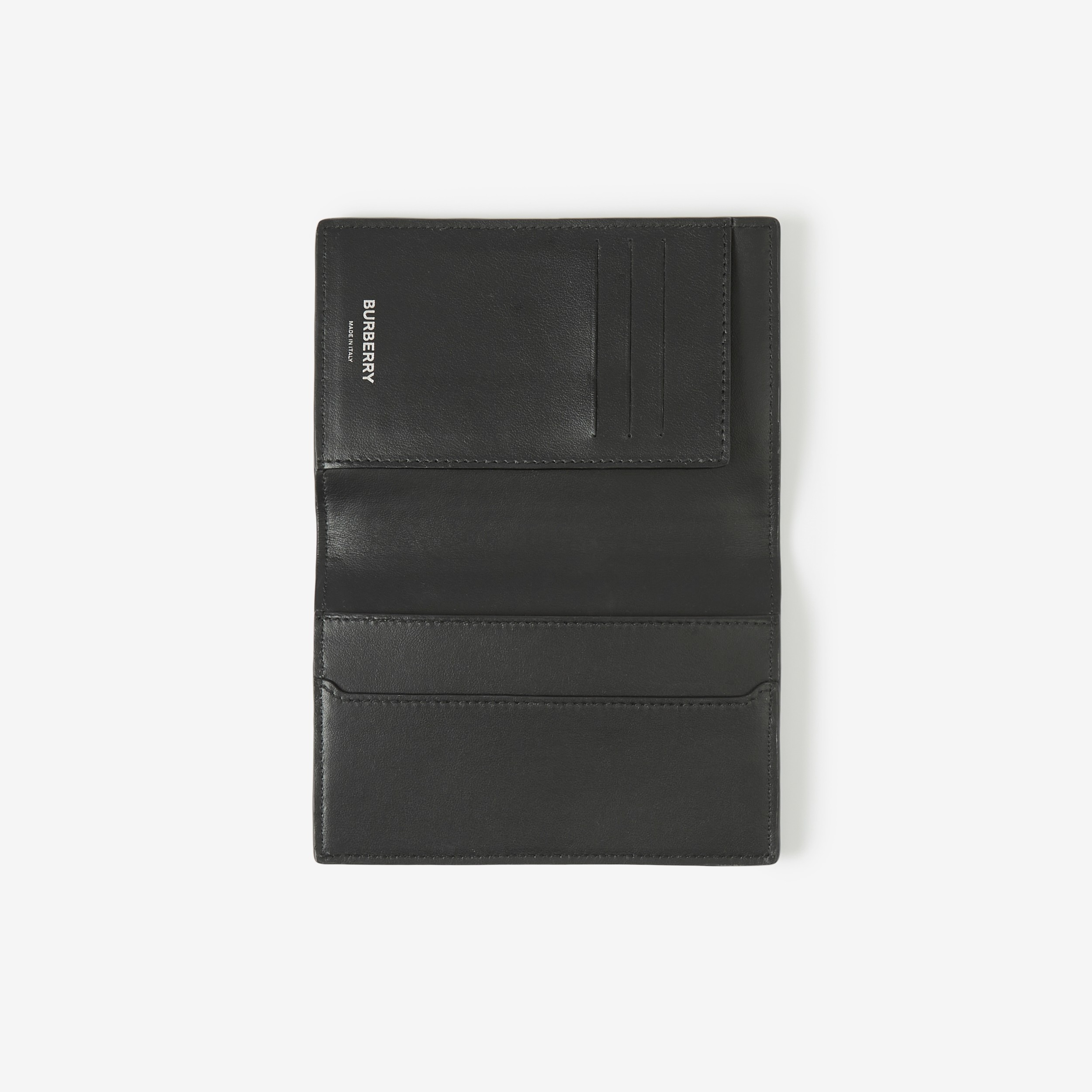 Embossed Check Leather Passport Holder in Black Men Burberry® Official