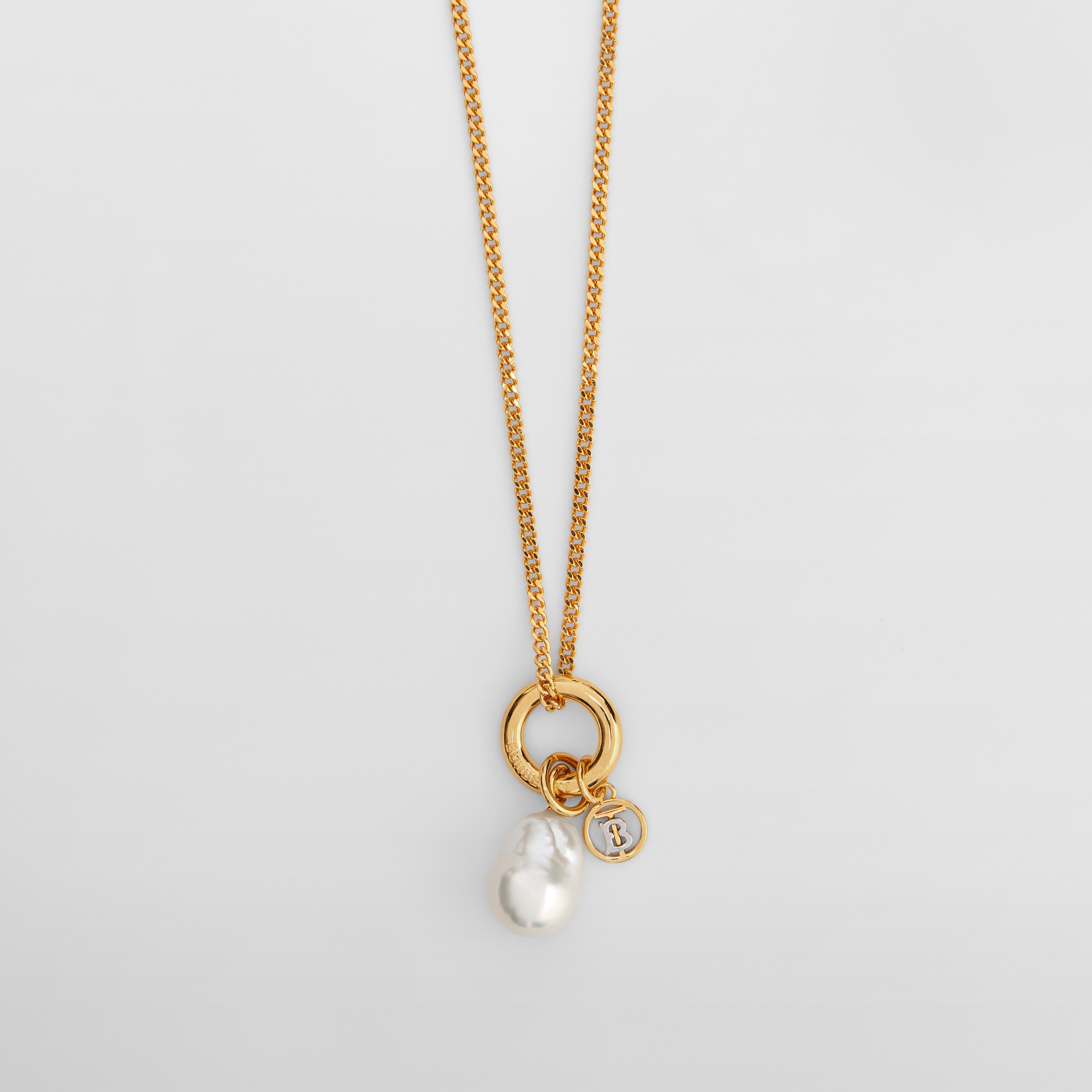 珍珠装饰镀金镀钯金项链 (浅金色 / 钯金色 / 白色) - 女士 | Burberry® 博柏利官网 - 2