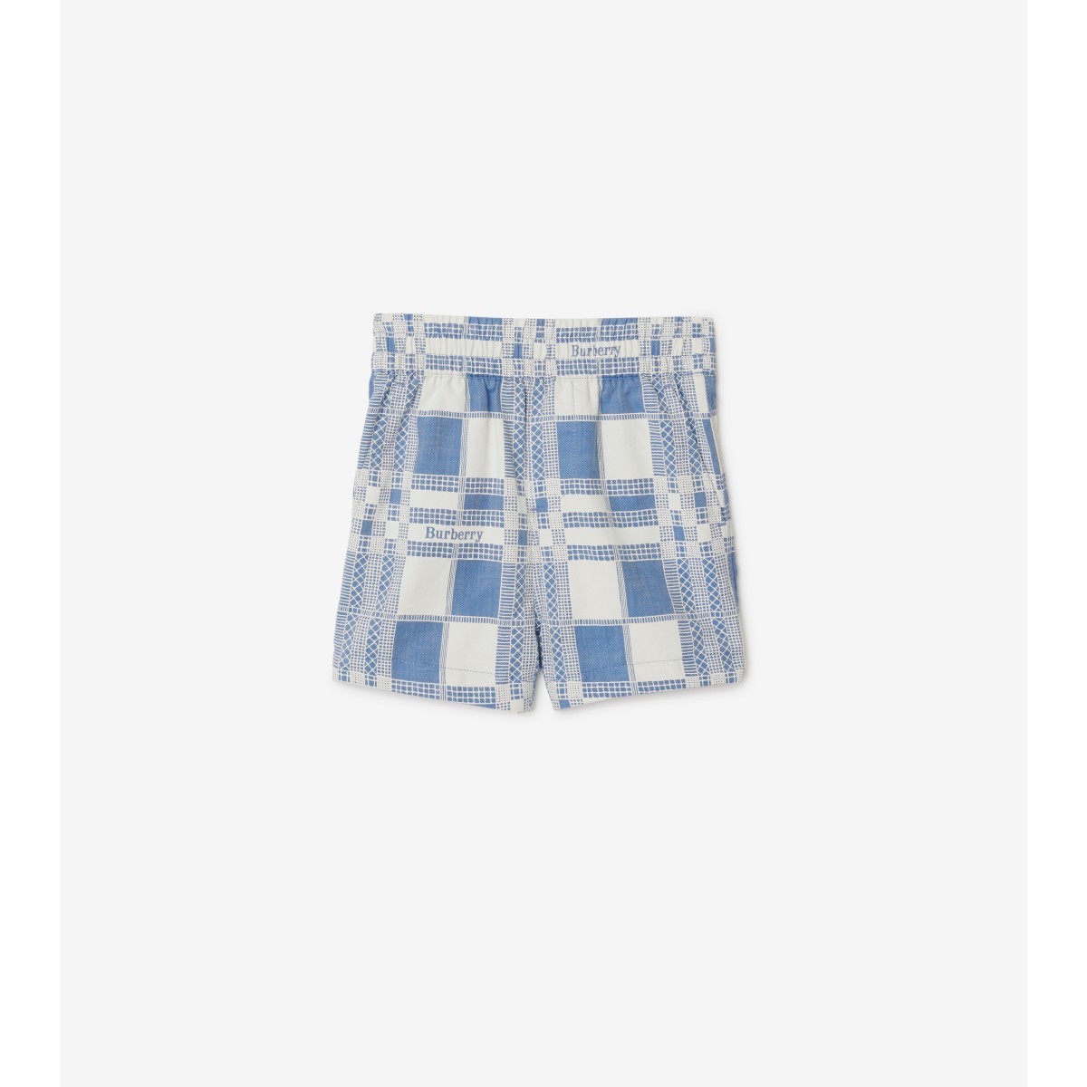 Burberry Kids'  Childrens Check Cotton Shorts In Pale Blue