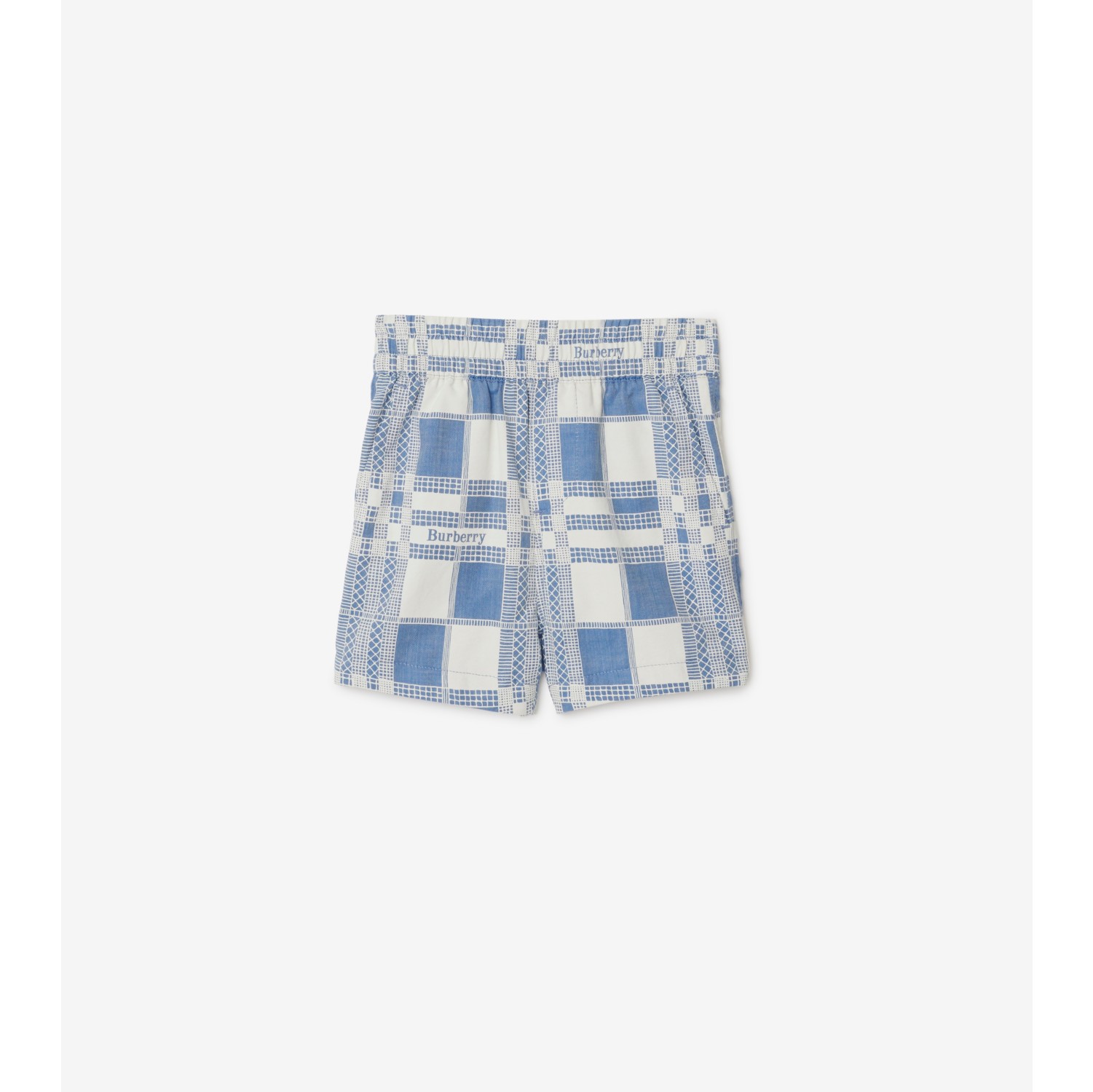 Check Cotton Shorts in Pale blue | Burberry® Official