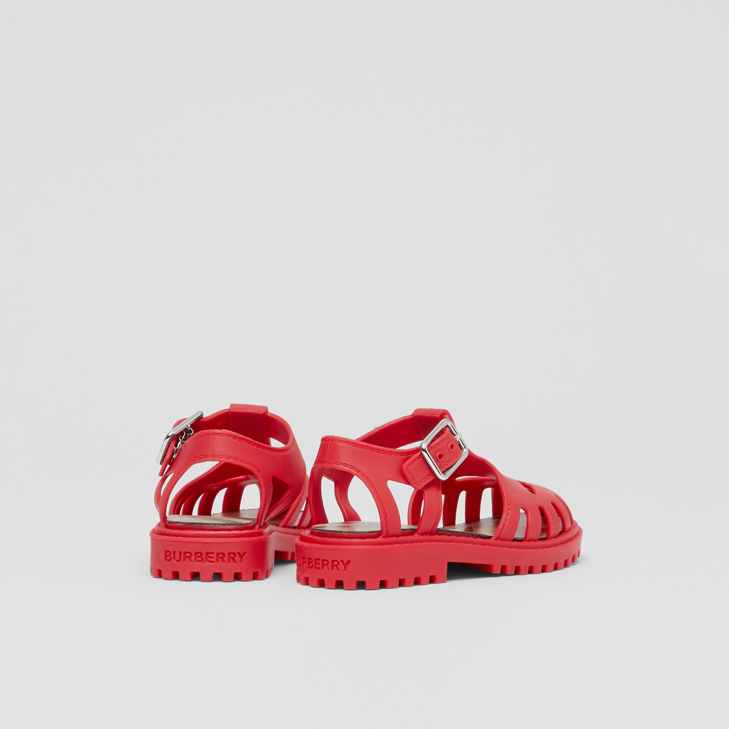 Vintage Check-lined Rubber Sandals in Bright Red - Children | Burberry® Official - 3